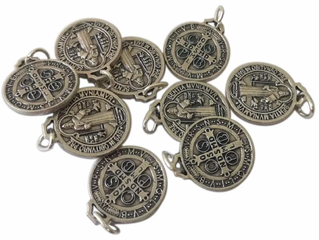 Lazzaro Italy San Benedetto Medaglia placcata argento 1,5 cm - 10 medagliette