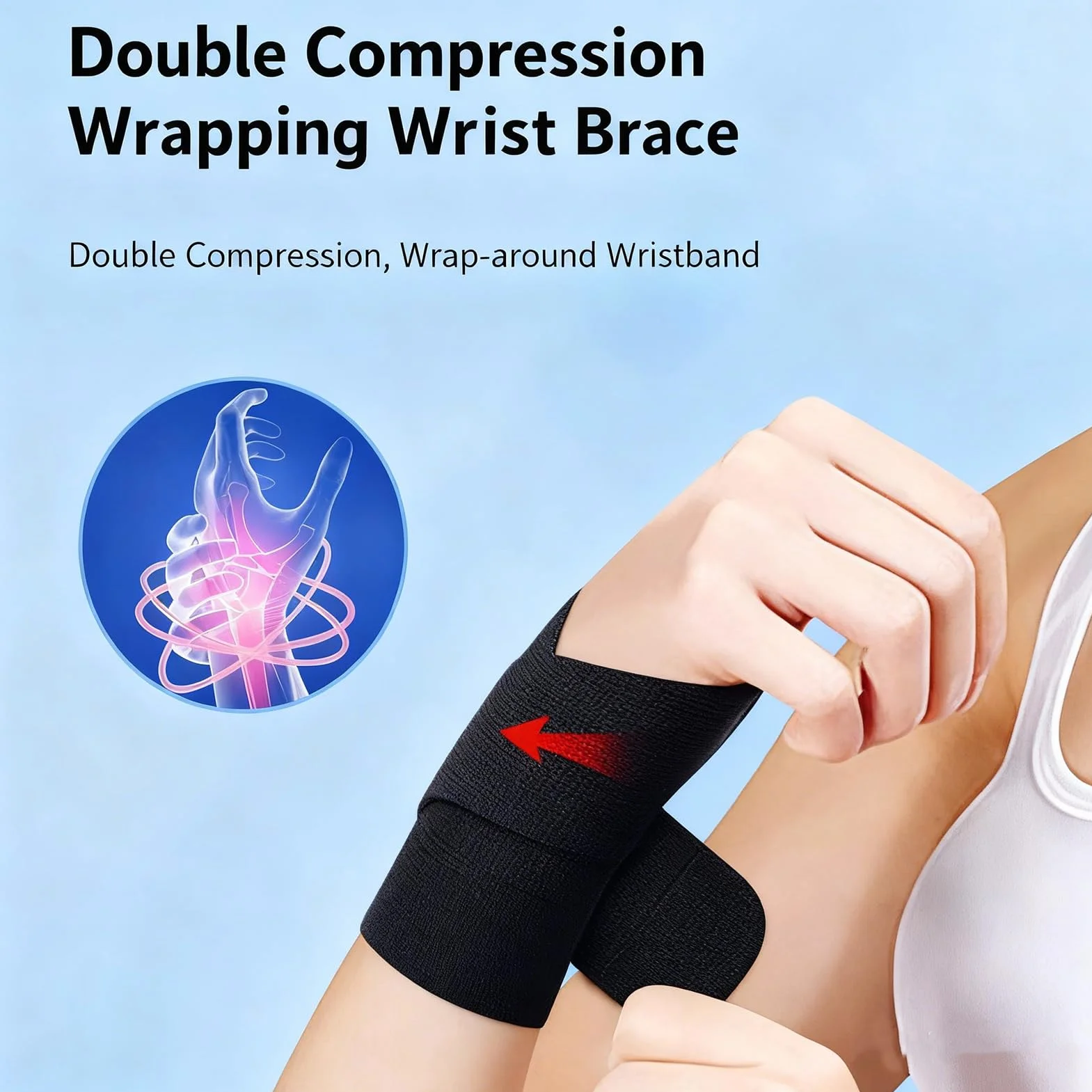2PCS Tutore Polso Sottile, Polsiera Ortopedica Regolabile per Tendinite, Tutore per Tunnel Carpale Sinistro e Destro, Compressione Traspirante per Sport, Palestra, Computer, Dormire (Nero)