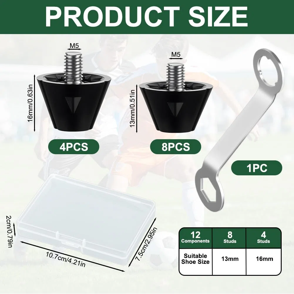 Flintronic 12/20 Pezzi Tacchetti da Calcio, Tacchetti Antiscivolo,per Ferro Avvitabili Allenamento Atletico