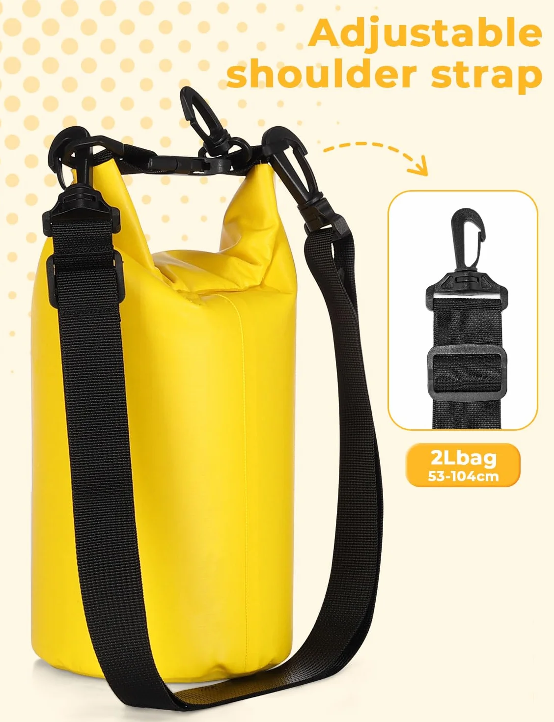 KYG Borsa Impermeabile, 2L/5L/10L Sacca Stagna in PVC, Saldata senza Cuciture – Leggera, Resistente e Galleggiante per Rafting, Trekking Fluviale, kayak, Spiaggia e Campeggio 5L Giallo