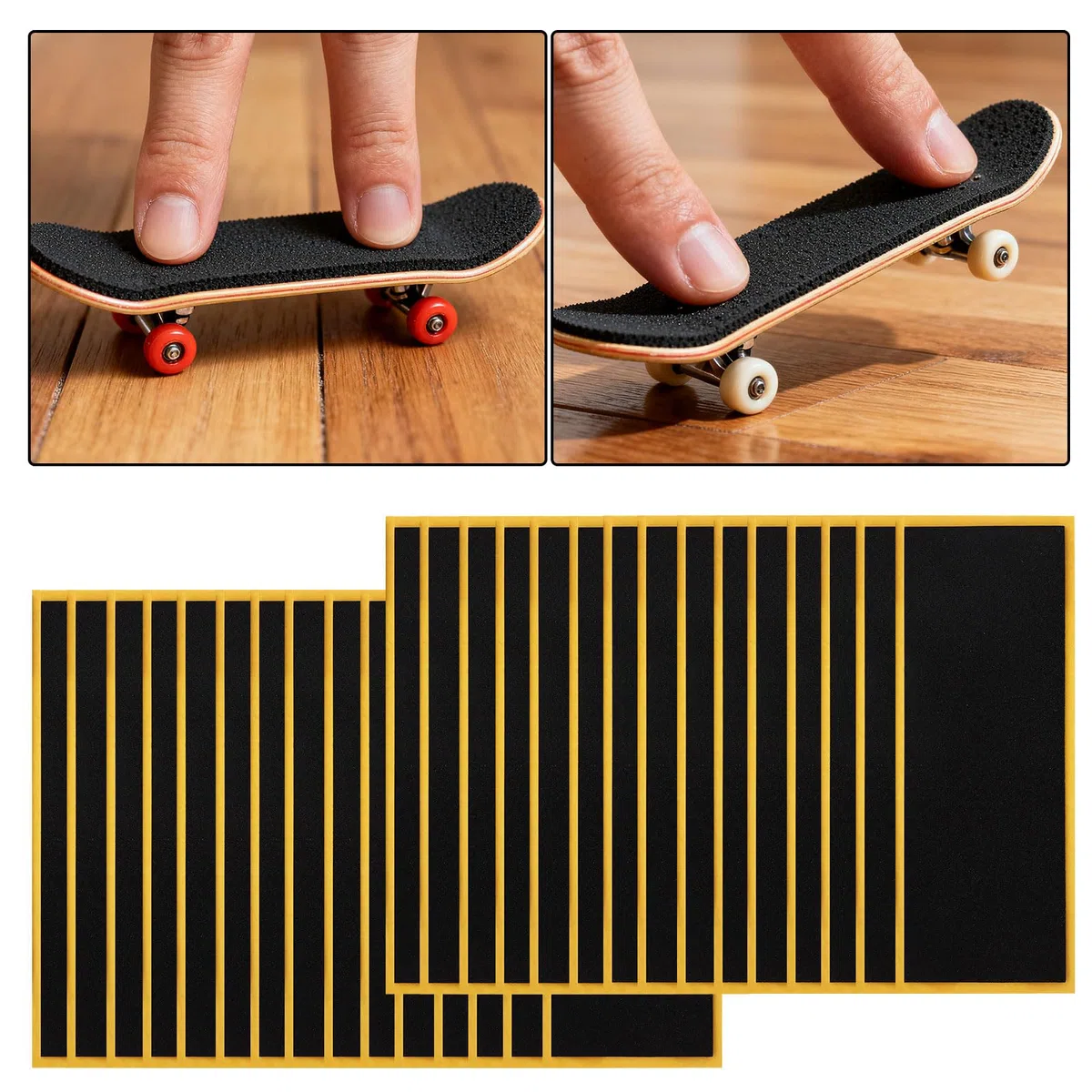 30pz PRO Nastro Grip Fingerboard, 110x38mm Strisce Antiscivolo in Schiuma per Fingerboard Skateboards Adesivi con Forte Aderenza Nastro in Schiuma per Giochi Skateboard da Dito (Nero)