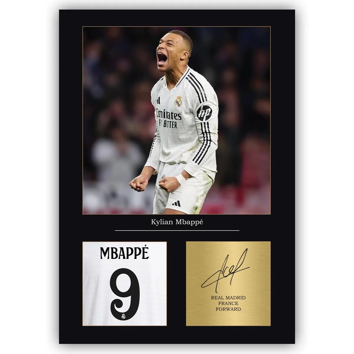 Stampa con autografo di Kylian Mbappe, formato A4, senza cornice, regalo per ragazzi del Real Madrid, riproduzione digitale, idea regalo per ragazzi