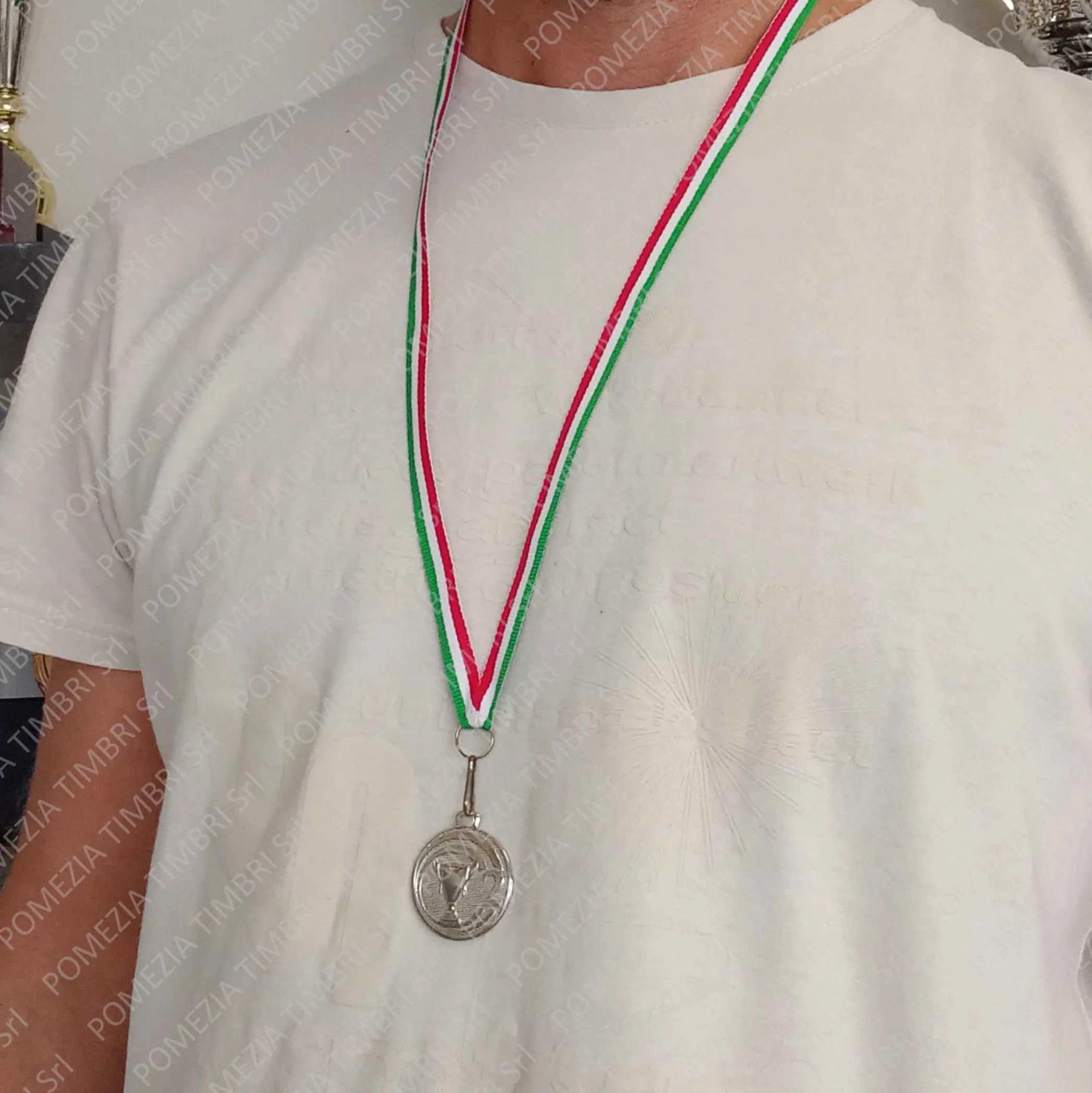 Medaglie premiazioni Sport in Metallo con Laccetto Tricolore Italia