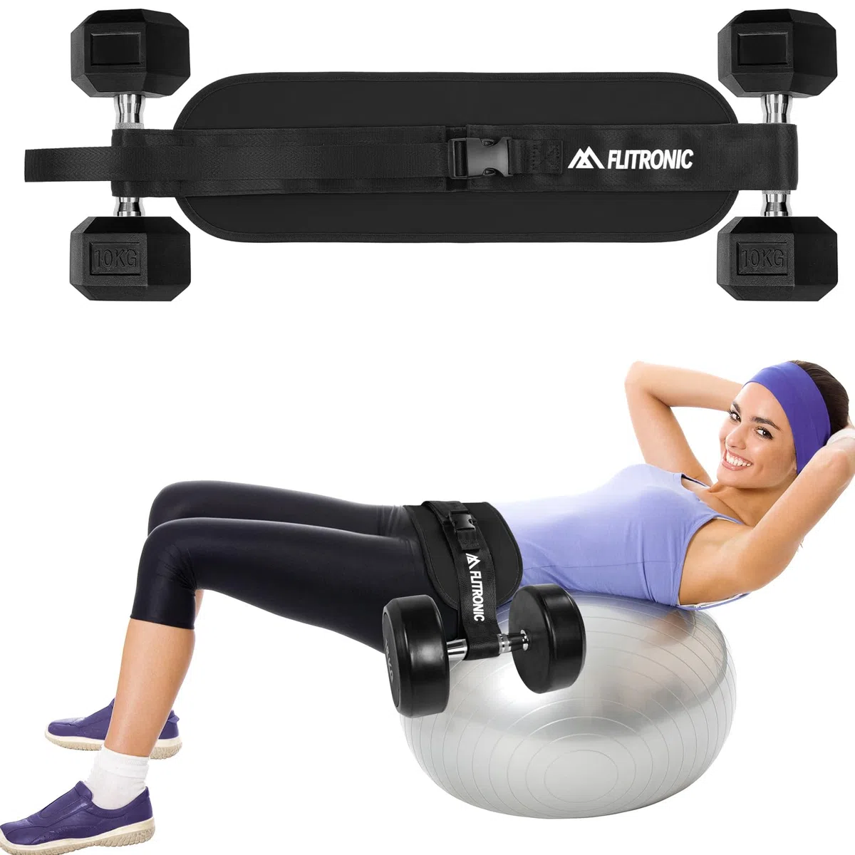 flintronic Cintura per Esercizi di Spinta dell'anca, Cintura per Spinta dell'anca Regolabile con Imbottitura Extra, per Manubri, Kettlebell, Fitness, Palestra, Sollevamento Pesi, Bodybuilding