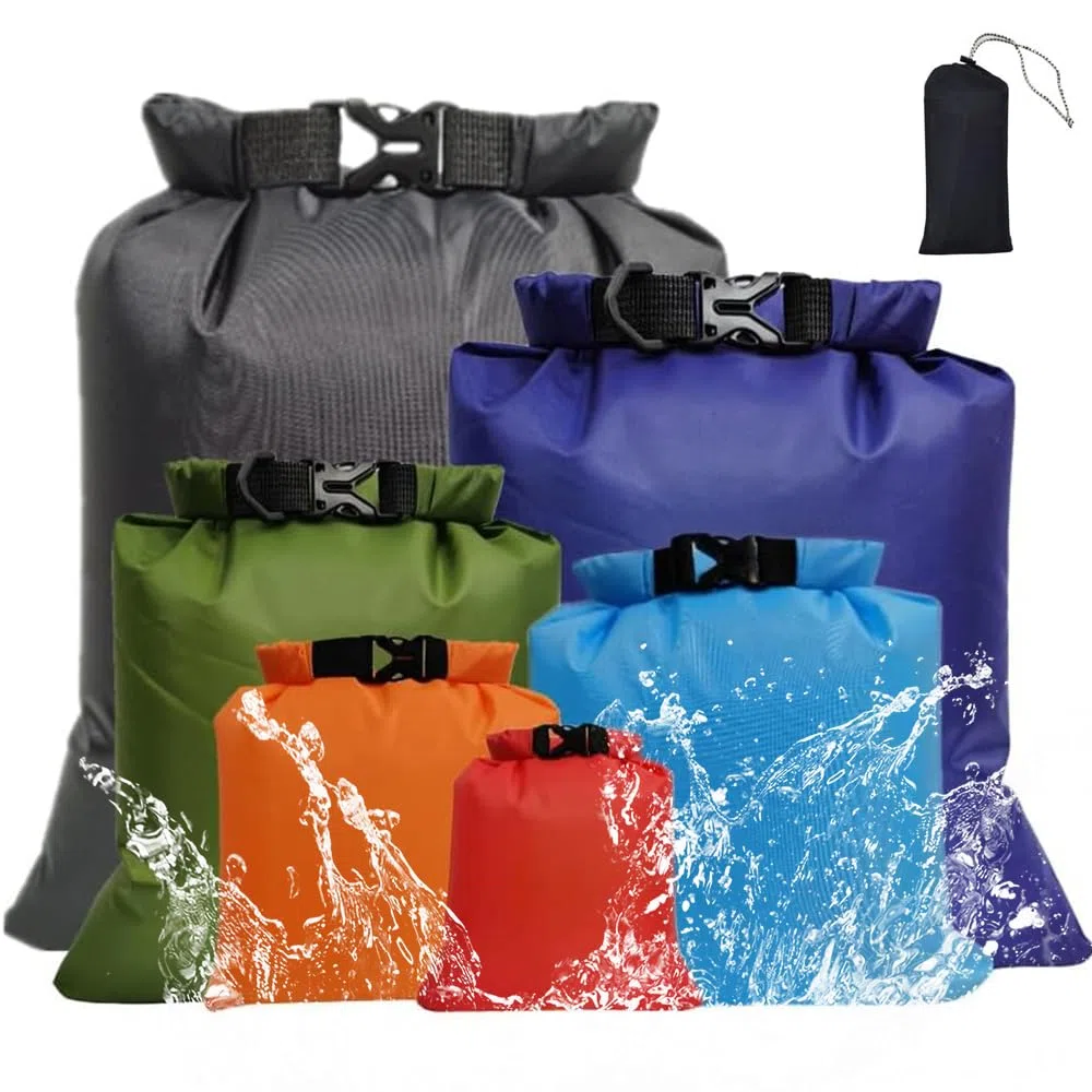 Voarge 6 Pezzi Borsa Impermeabile Leggera, Set di Borse Asciutte per Rafting, Canottaggio, Escursionismo, Campeggio, 1.5/2.5/3/3.5/5/8L