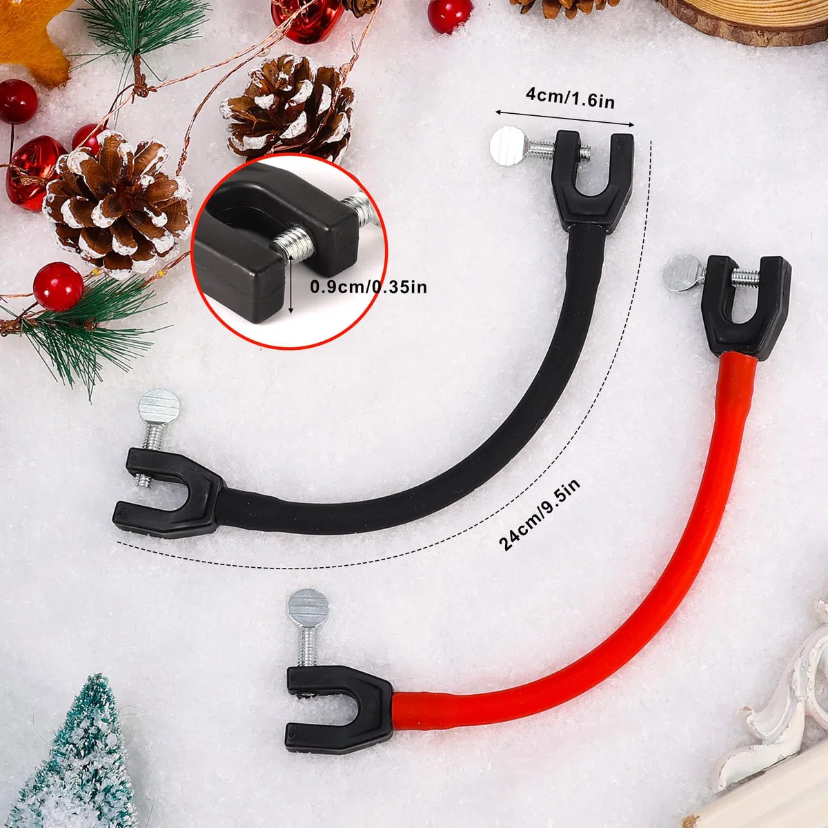 2 Pezzi Connettore per Punta da Sci per Bambini, Connettore da Sci Portatile Aiuto per l'Allenamento dello Sci Accessori per Snowboard per Bambini, Principianti (Nero, Rosso)