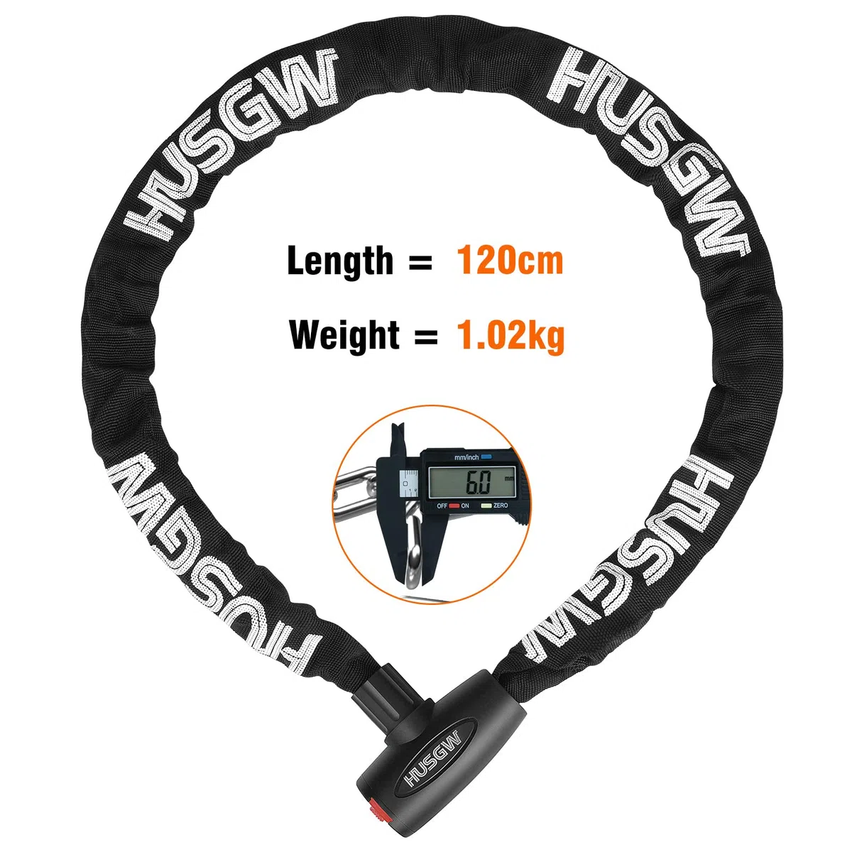 Lucchetto Bici Catena, 120CM Catena Bicicletta, Bicicletta Antifurto Catena di Blocco Catena per Bici,Alta Qualità Antifurto Moto, Catena Moto per Varie Biciclette, Motocicli (Nero) (black)