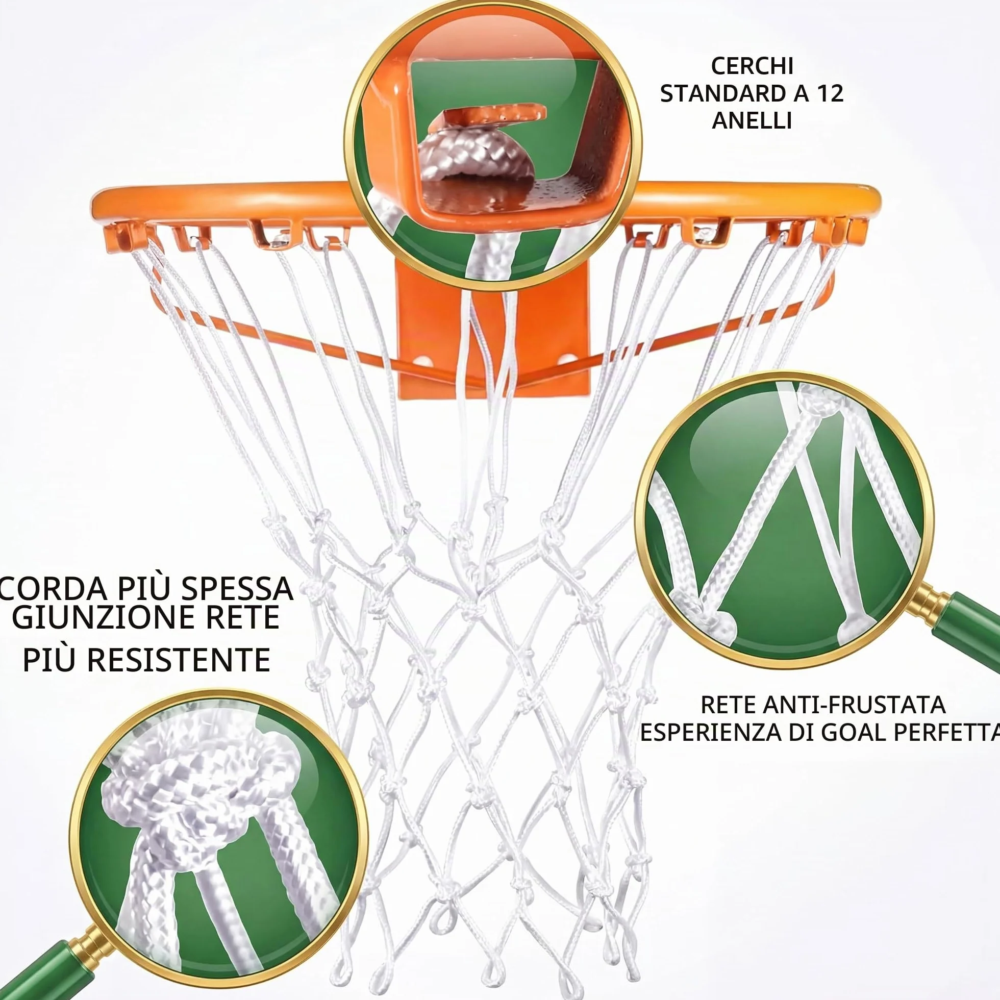 Syhood Rete da basket di ricambio per tutte le condizioni atmosferiche, 12 passanti