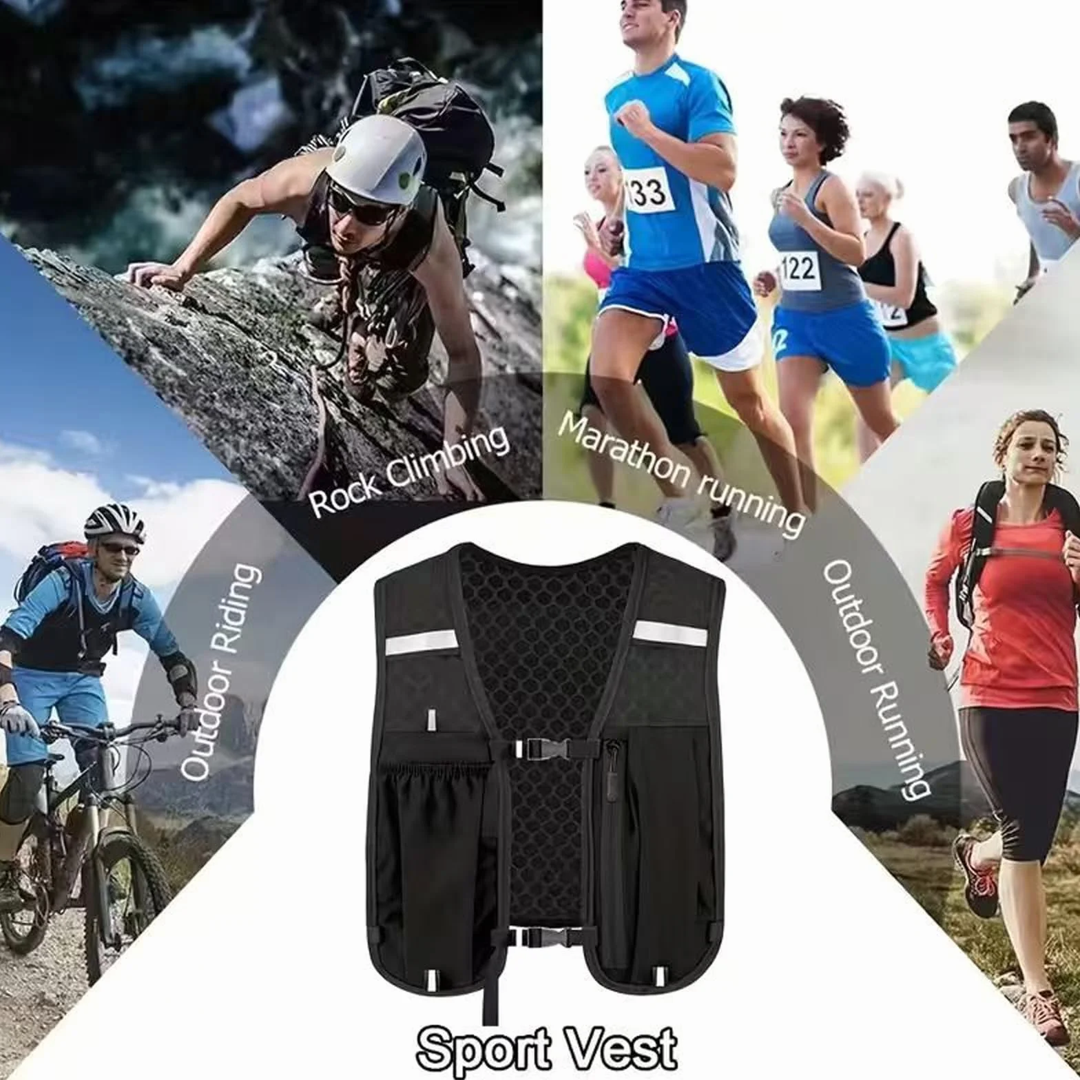 Gilet Running Uomo Donna Leggero, Traspirante Gilet Corsa Con 7 Scompartimenti E Porta Cellulare, Zaino Da Corsa Idratazione Con Strisce Riflettenti, Running Vest Per Trail Ciclismo Trekking
