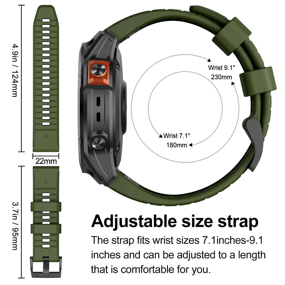 22mm Cinturino rapido per Garmin Fenix 7 Pro/Fenix 7/Fenix 6/Fenix 5/EPIX 2, Cinturino di ricambio in silicone morbido per Garmin Forerunner 935/945/955/754/Approach S60/S62