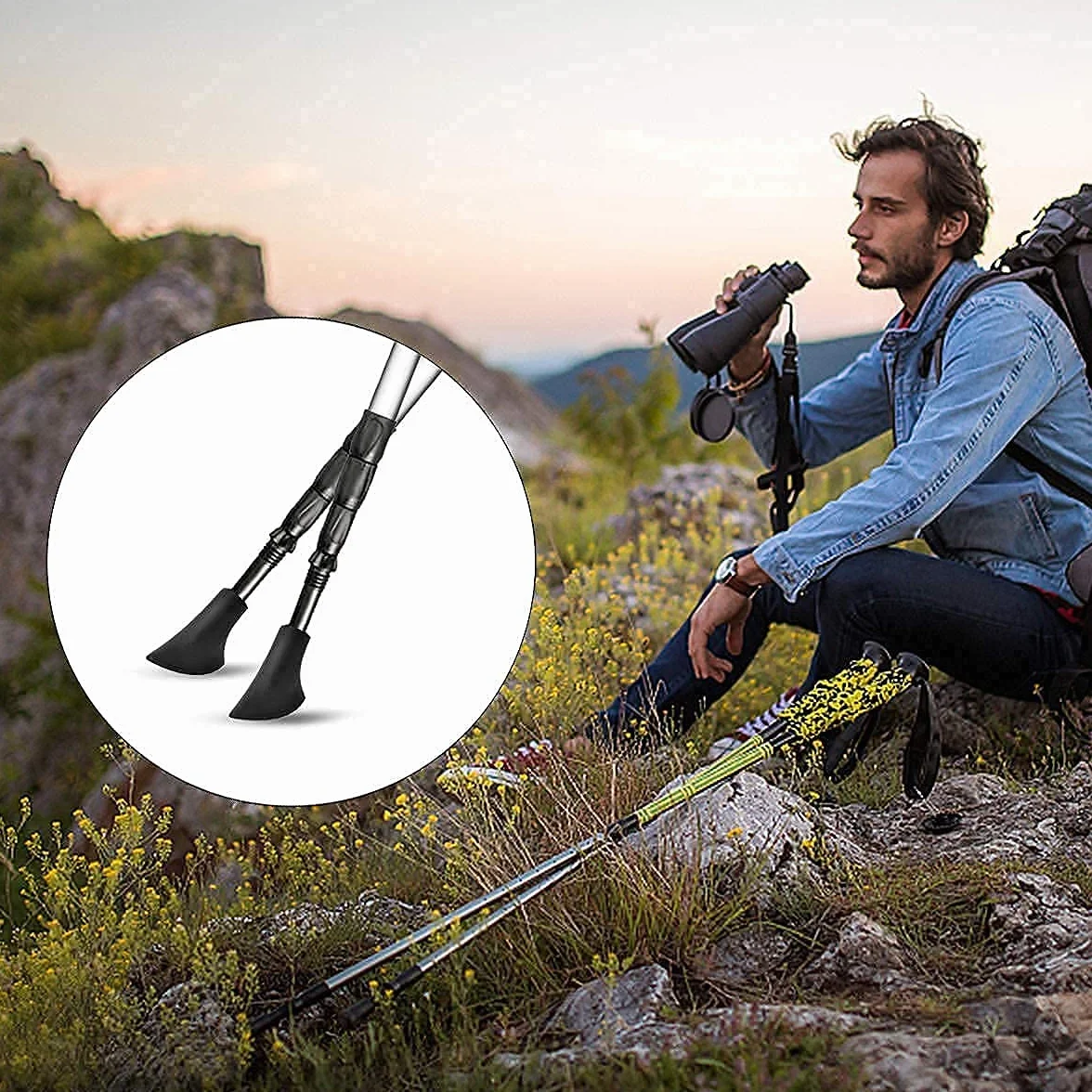 VABNEER Gommini Bastoncini Trekking, 12 Pezzi / 6 Paia Punte di Gomma di Ricambio per Bastoni da Trekking Protezioni, Universali Bastoncini da Nordic Walking da Trekking 10mm / 0.4"