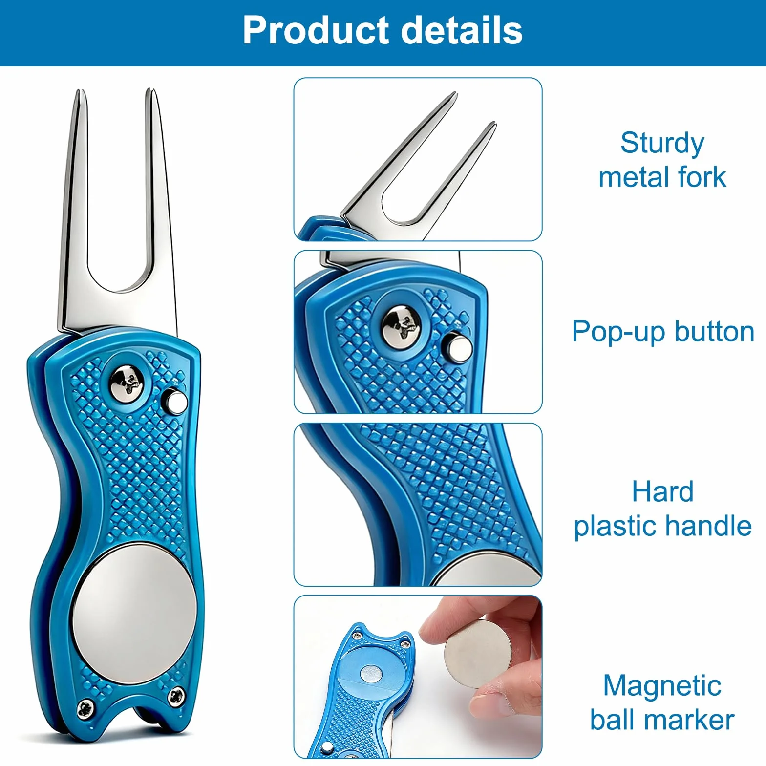 VOSSOT Set 3 Repara Pitch Golf Pieghevoli,Accessori Golf in Acciaio Inossidabile,Strumento Compatto per Divot, Green, Marcatura Palla, Regalo per Golfisti