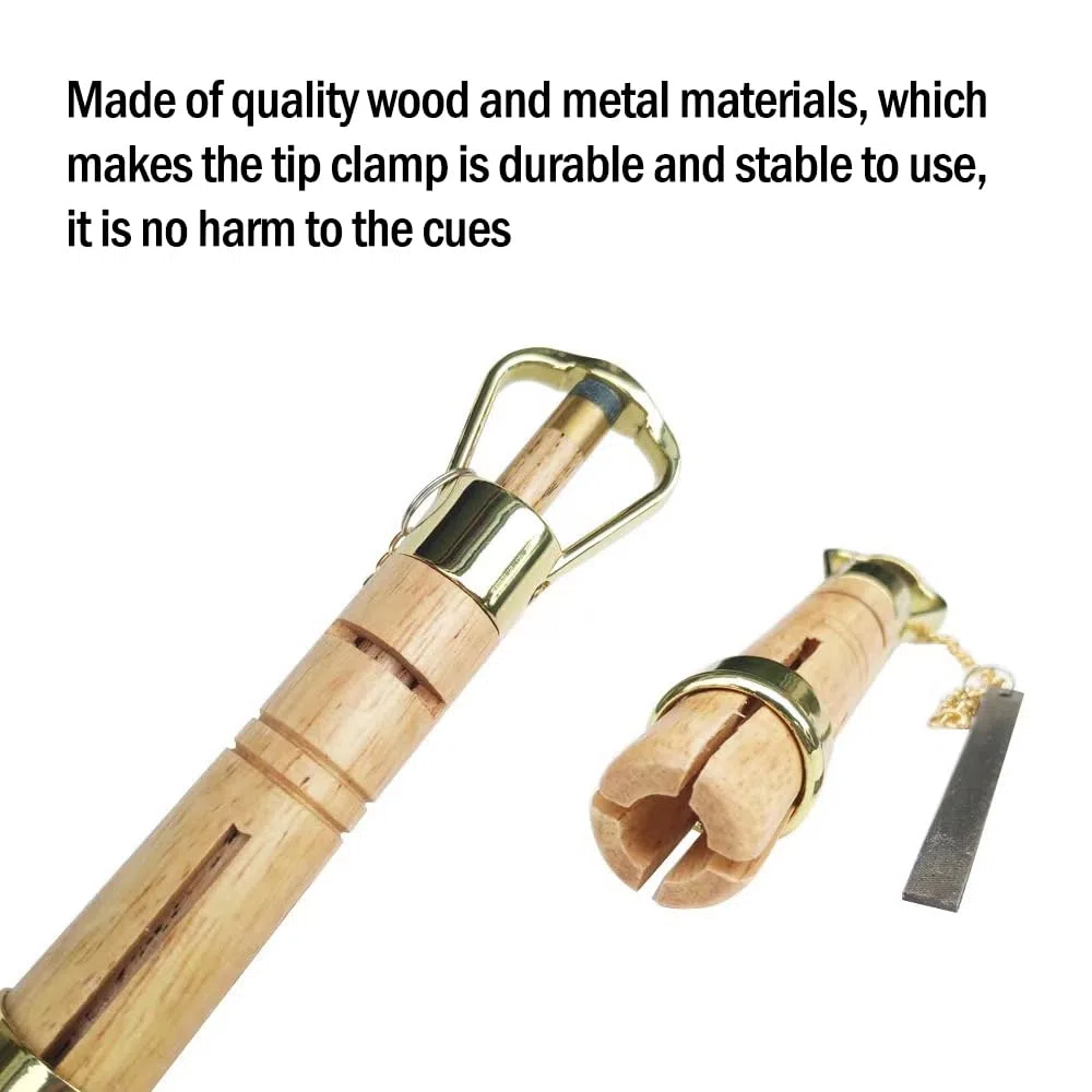 POFET - Tagliabordi in legno americano, con punta in legno, per riparare accessori da biliardo, due in uno per la riparazione della stecca da biliardo con piccola lima