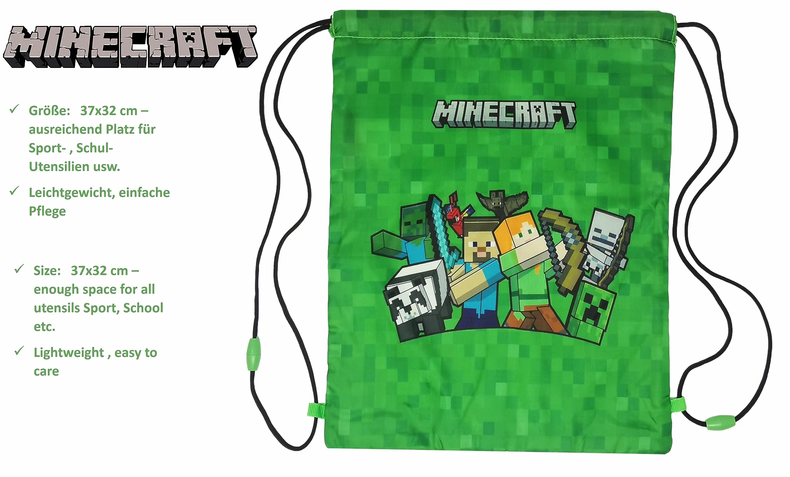 Theonoi Minecraft - Borsa da palestra, borsa da nuoto, borsa sportiva, borsa sportiva, borsa per scarpe, zaino da palestra
