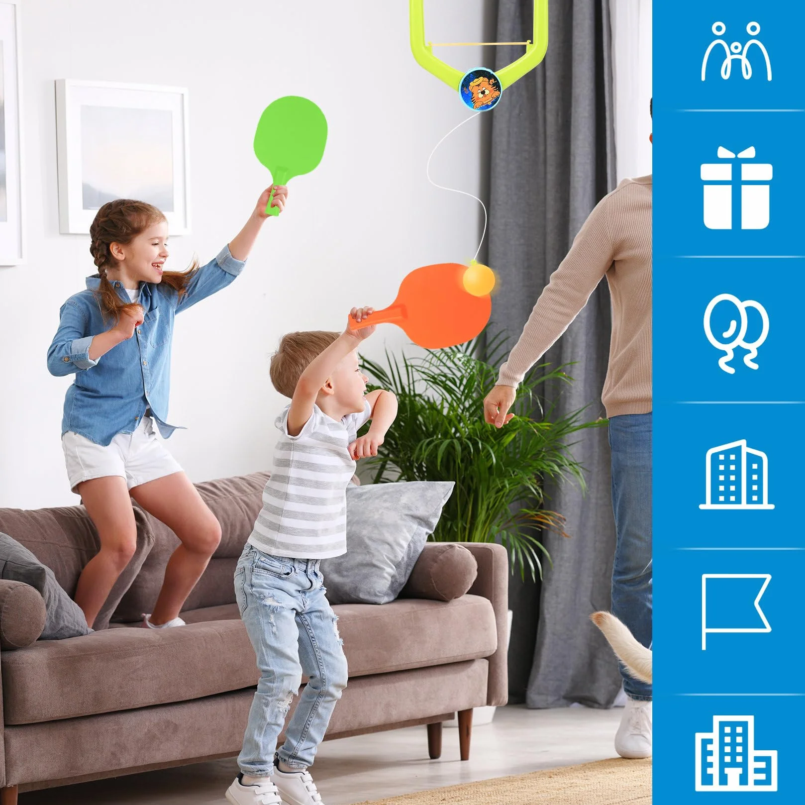 Gioco da ping pong da appendere porta, Set da ping pong regolabile con telaio per porta, allenatore portatile per allenamento e giochi in famiglia, con racchette/palline