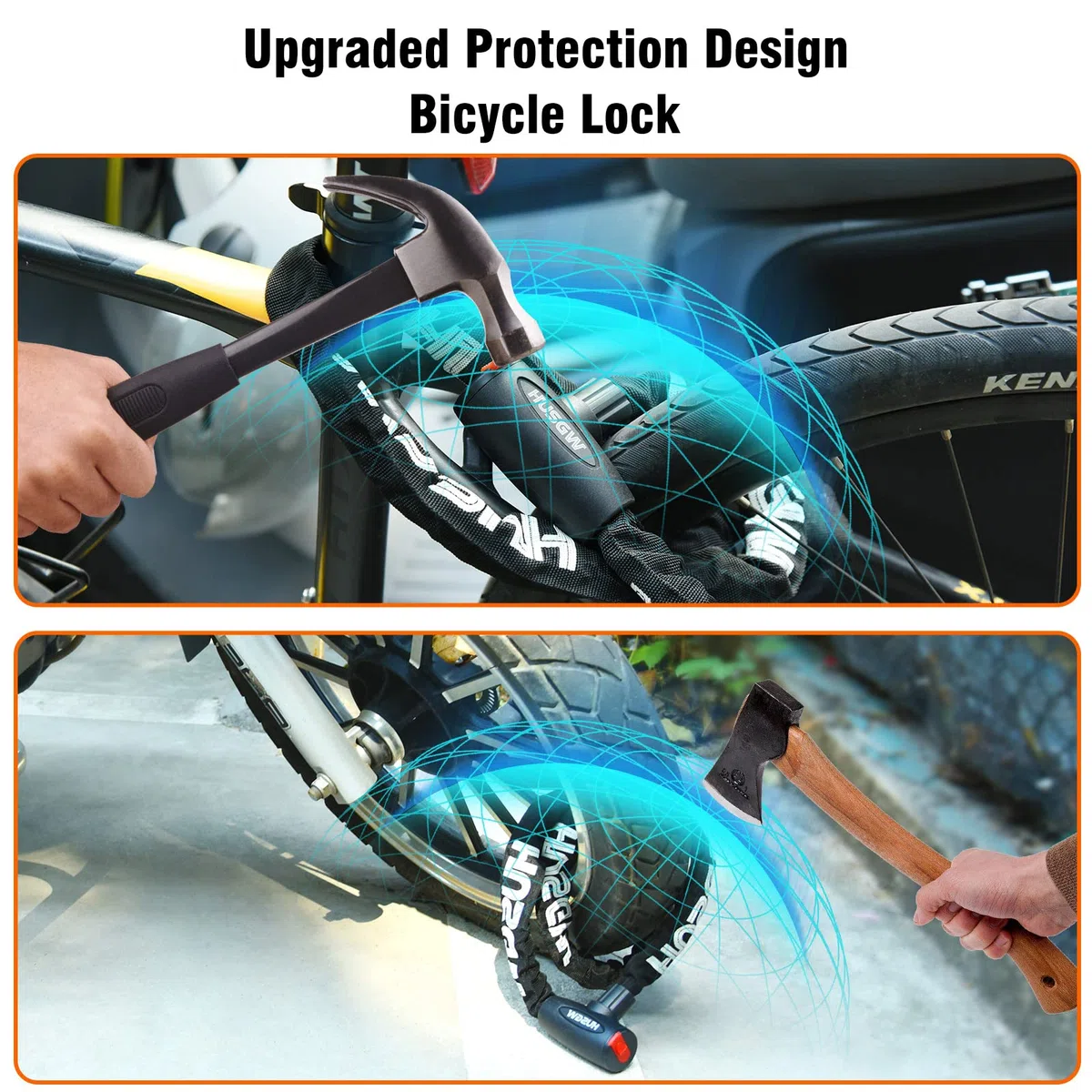 Lucchetto Bici Catena, 120CM Catena Bicicletta, Bicicletta Antifurto Catena di Blocco Catena per Bici,Alta Qualità Antifurto Moto, Catena Moto per Varie Biciclette, Motocicli (Nero) (black)