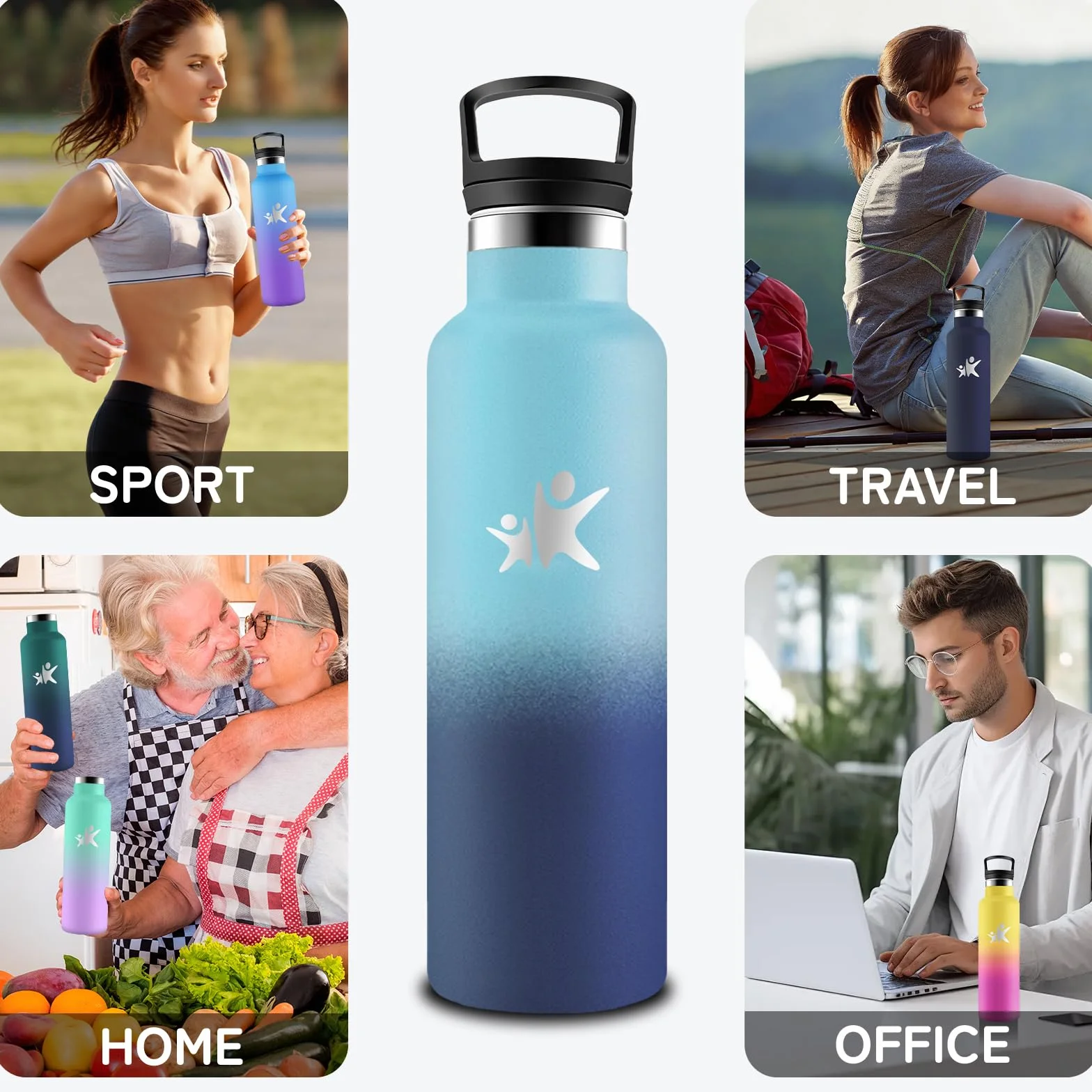 Borraccia Termica 500ml Senza BPA con Cannuccia - Bottiglia Termica per Scuola Campeggio Ufficio Palestra