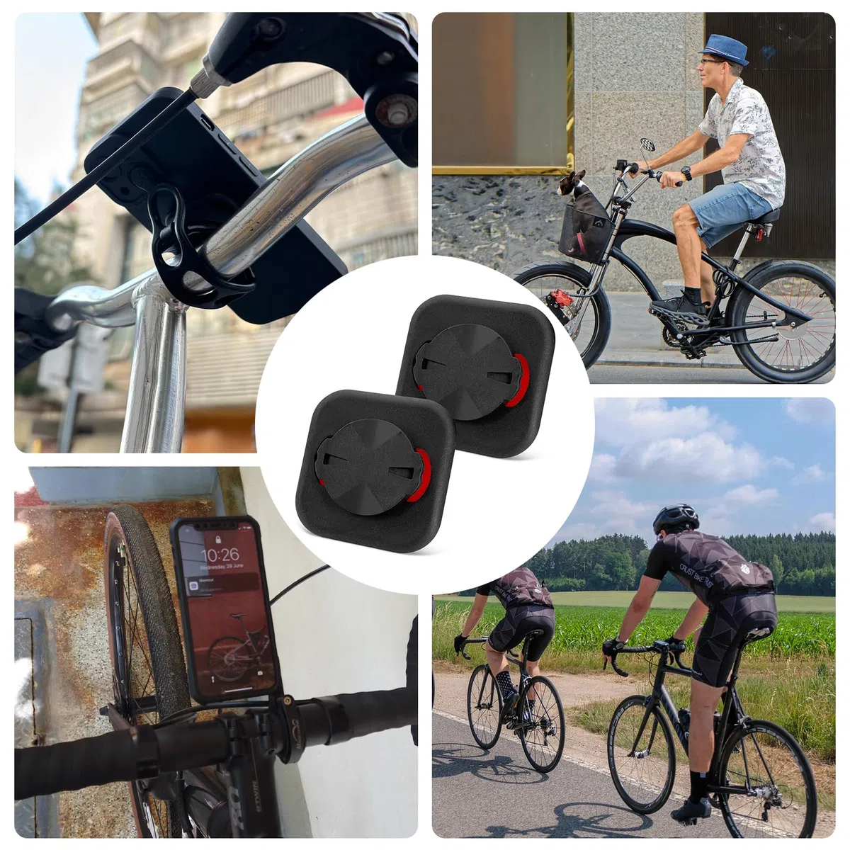 Supporto adattatore per cellulare Garmin – Supporto per bicicletta con adesivo forte, in plastica 40 x 40 mm, adatto per bici da corsa e mountain bike (2 pezzi)