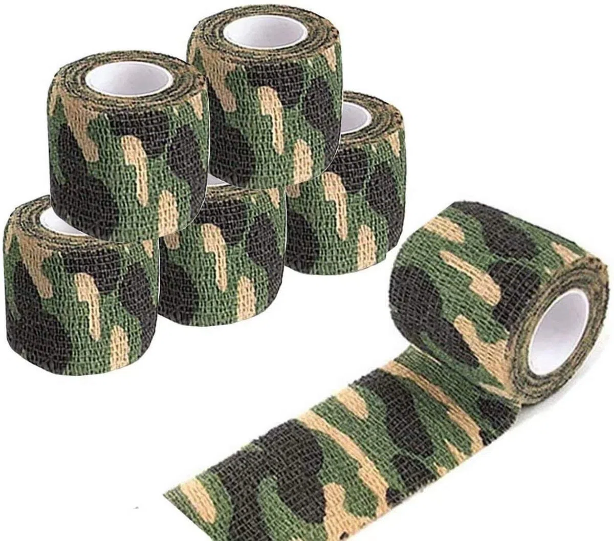 Camo Wrap Tape, Nastro Mimetico invisibileper Militare, Benda Autoadesiva coesive, Bendaggio Elastico Adatto per Campeggio all'aperto, Fotografia, Caccia, 5-Pack