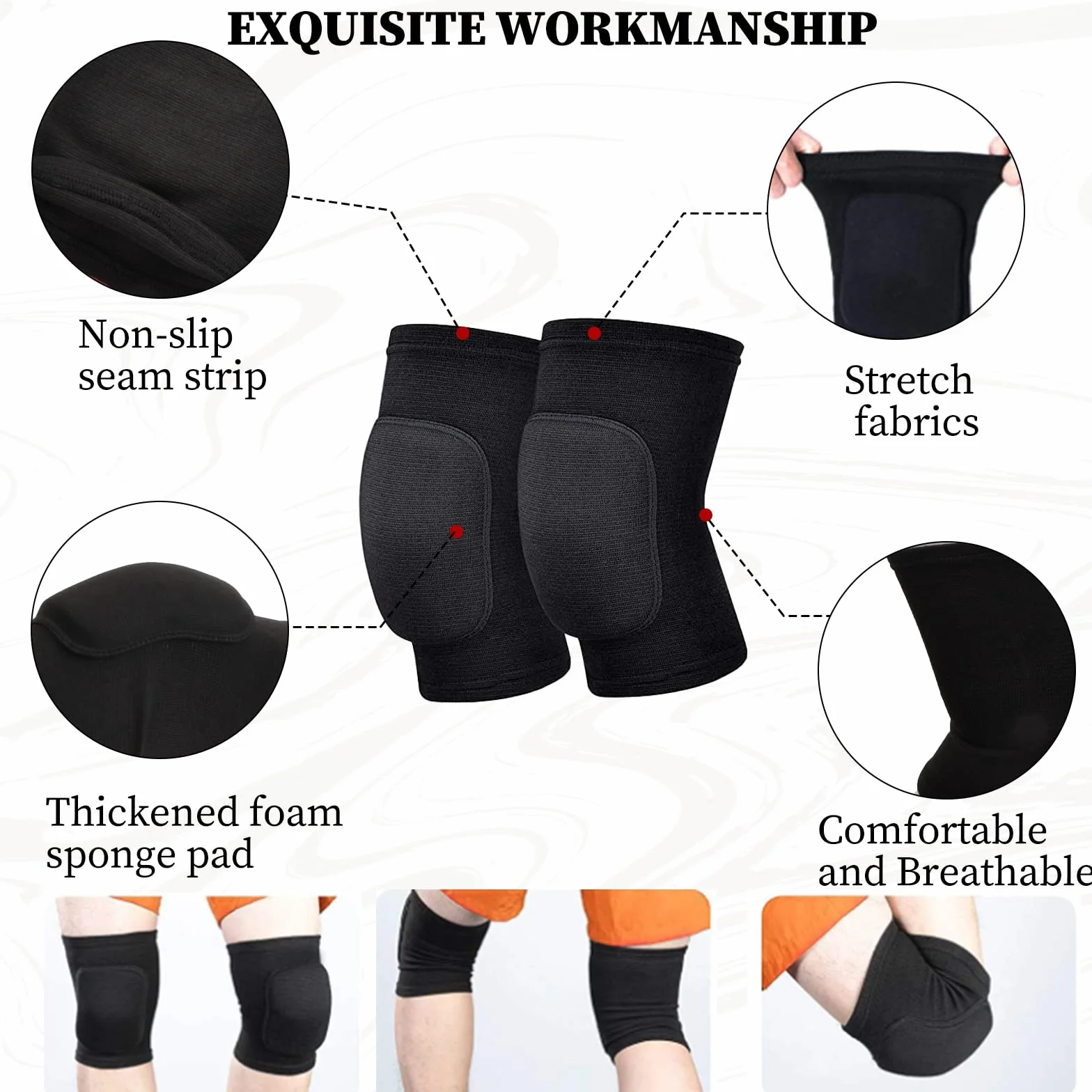 Ginocchiere Sportiva, Ginocchiere Elastiche Unisex, Ginocchiera Morbide, Protezione del Ginocchio Sport Elastiche Antiscivolo, Protezione del Ginocchio per Pallavolo Calcio Yoga Running Tennis (M)