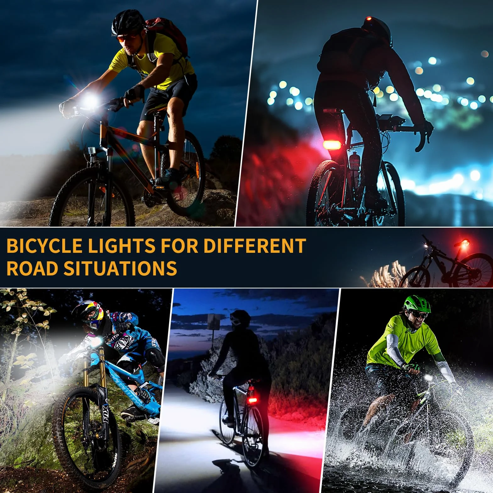 Blendura Luci Bicicletta LED, Luci Bici USB Ricaricabili 4+6 Modalità Luce Bicicletta Anteriore & Posteriori Luci per Bicicletta Adatto per Varie Bici