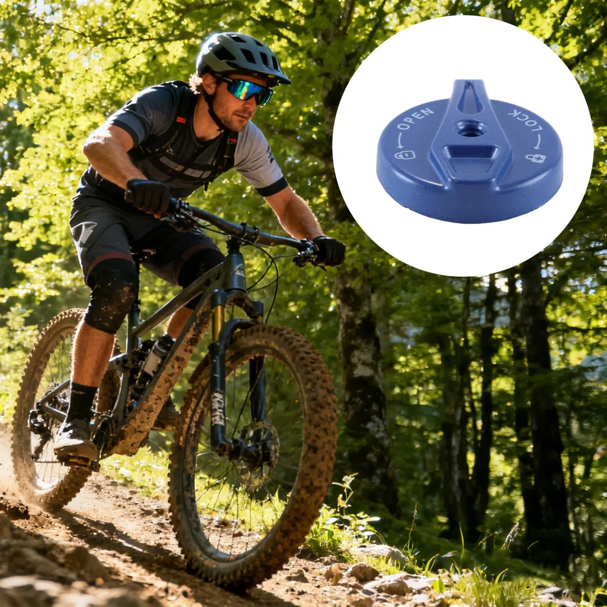 Tappo di ricambio in lega di zinco blu per interruttore di blocco remoto della forcella anteriore della bicicletta per forcella ammortizzata della mountain bike