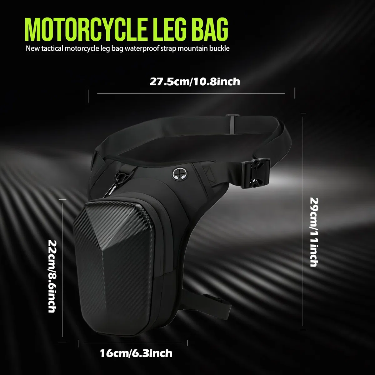 SPORWAY Borsa da gamba per moto: borsa per coscia, marsupio sportivo da moto per uomo e donna, borsa da moto con moschettone, attacco per cuffie per escursioni, campeggio, arrampicata