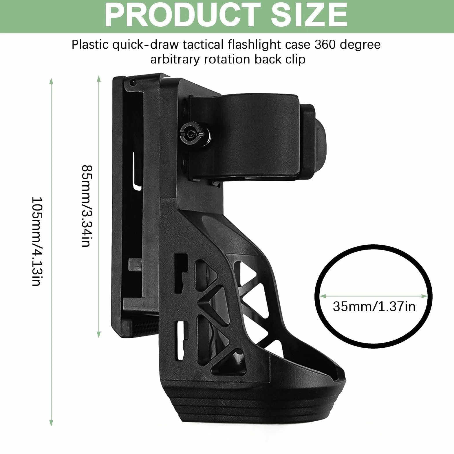 SQLJYU Ruotabile a 360 Gradi Porta Torcia Cinturone, Porta Guanti Cinturone Nero, Supporto per Torcia Tattica Militare, per Torce da 22-32 mm Fondina per Torcia