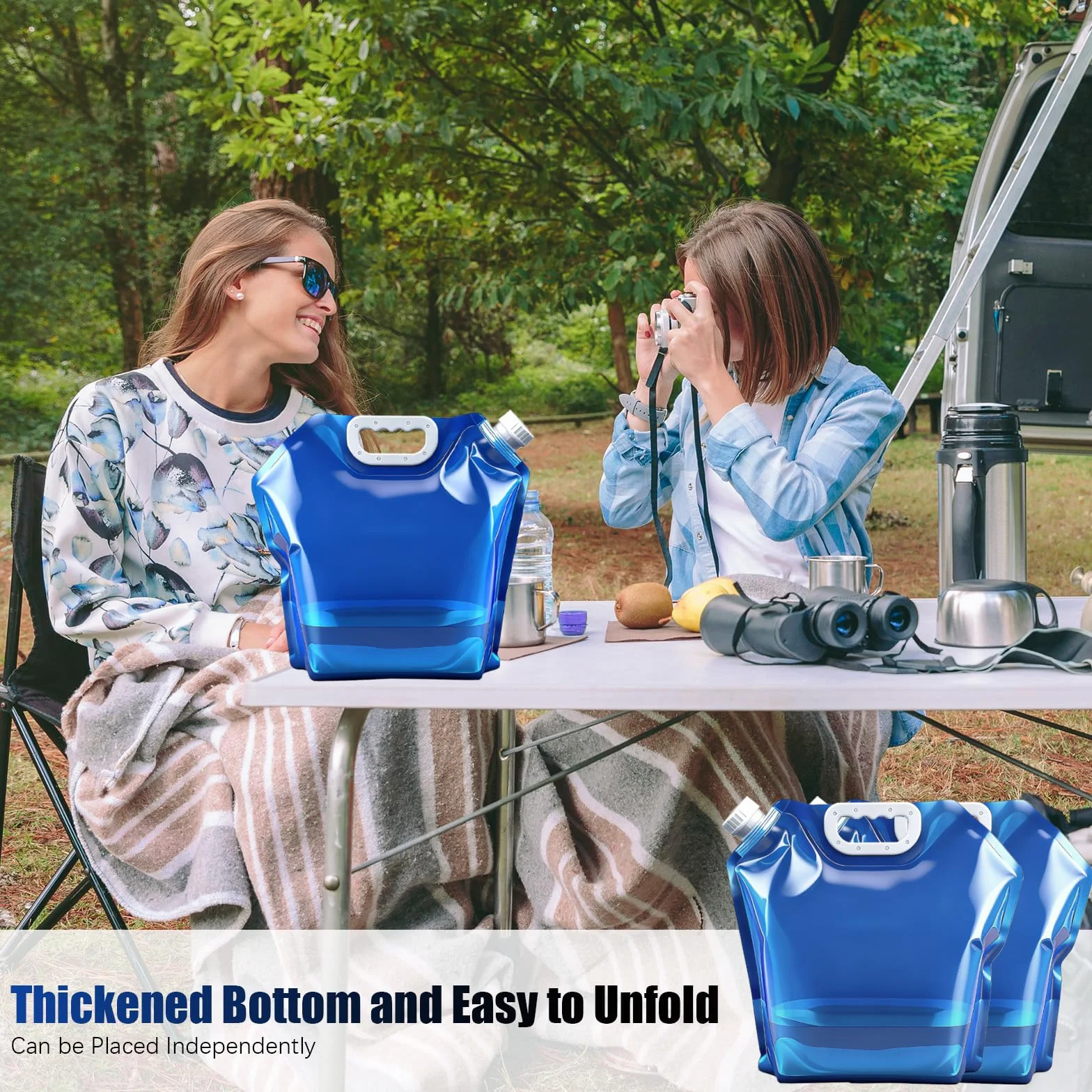 4 Pezzi Tanica Acqua Pieghevole 10L, Tanica Pieghevole, Senza BPA, Taniche per Acqua Portatili, Contenitori Pieghevoli per Acqua, Riutilizzabile, per Campeggio, Emergenza, Picnic, Blu