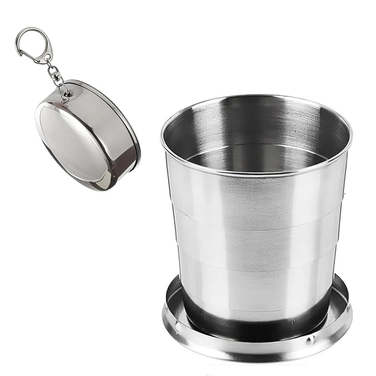150ML Tazza Pieghevole in Acciaio Inossidabile Bicchiere Pieghevole Tazza Telescopica Coppa In Metallo Da Campeggio per Picnic Escursionismo (M)