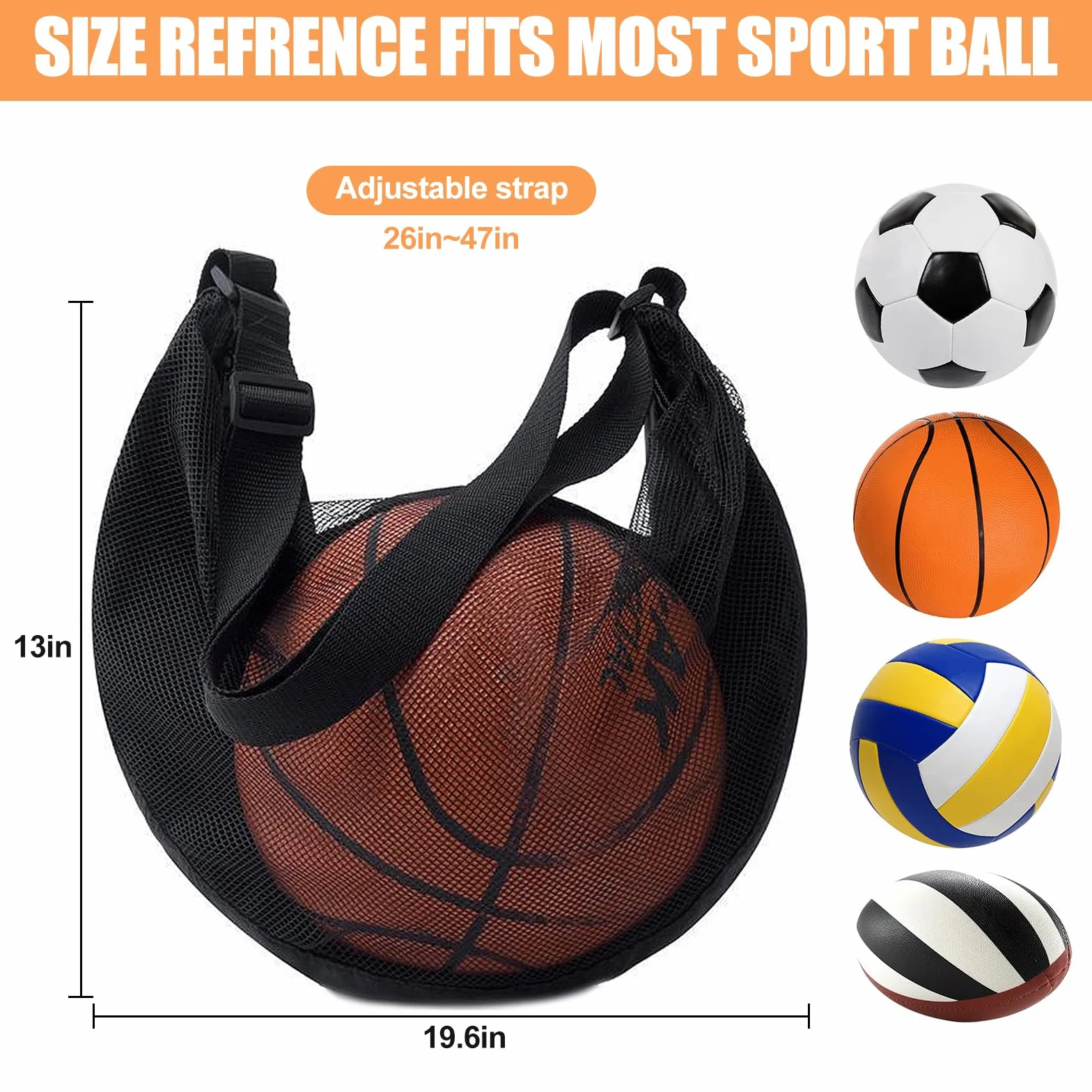 Zaino Basket, Sacca Pallone Basket, Borsa da Basketball Grande per Palestra, Zaino Calcio con Scomparto, Regolabile, Borsa a Rete per Calcio, Basketball, Pallamano, Pallavolo