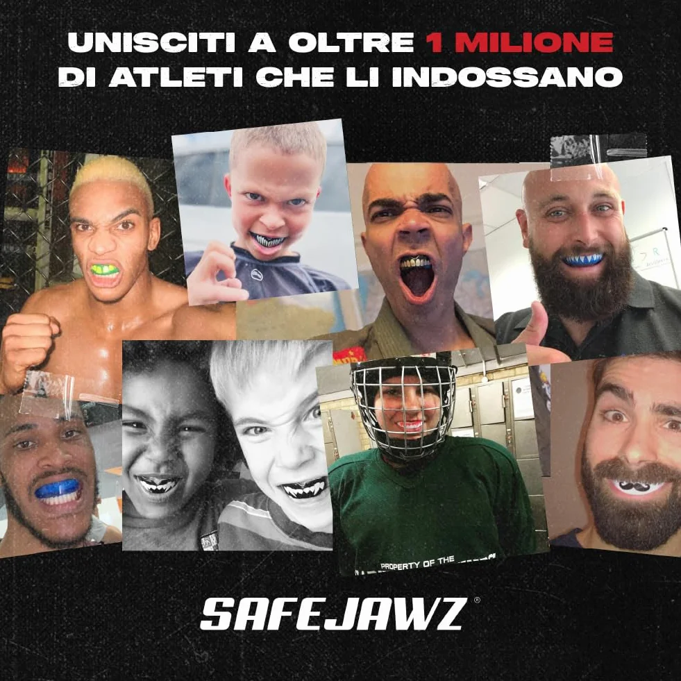 SAFEJAWZ Elements TERRA Paradenti Sportivo Adulti e Bambini Contatto Completo per Sport Rugby MMA Hockey Judo Boxe (Verde)