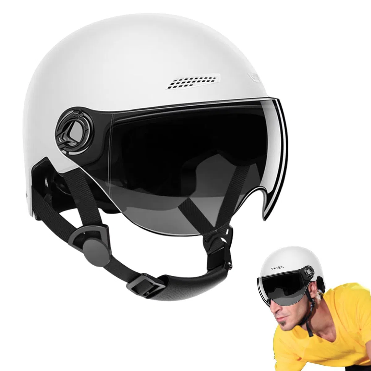 Casco Scooter, Casco Monopattino Elettrico Adulti, Mezzi Caschi Da Bici, Cascos Bicicletta Elettrico Con Visiera, Semicaschi Altamente Protettivi Unisex