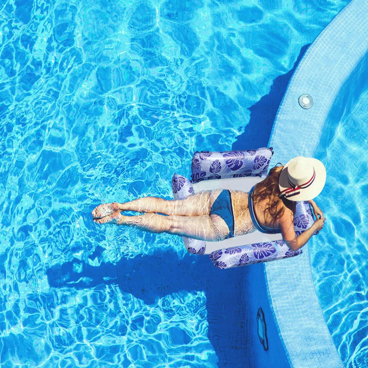 Materassino Gonfiabile Mare Adulto, Amaca Gonfiabile Galleggiante, Galleggiante Piscina Blu con Poggiatesta, Galleggiante Amaca Poltrona, Letto Galleggiante, Poltrona Gonfiabile Piscina