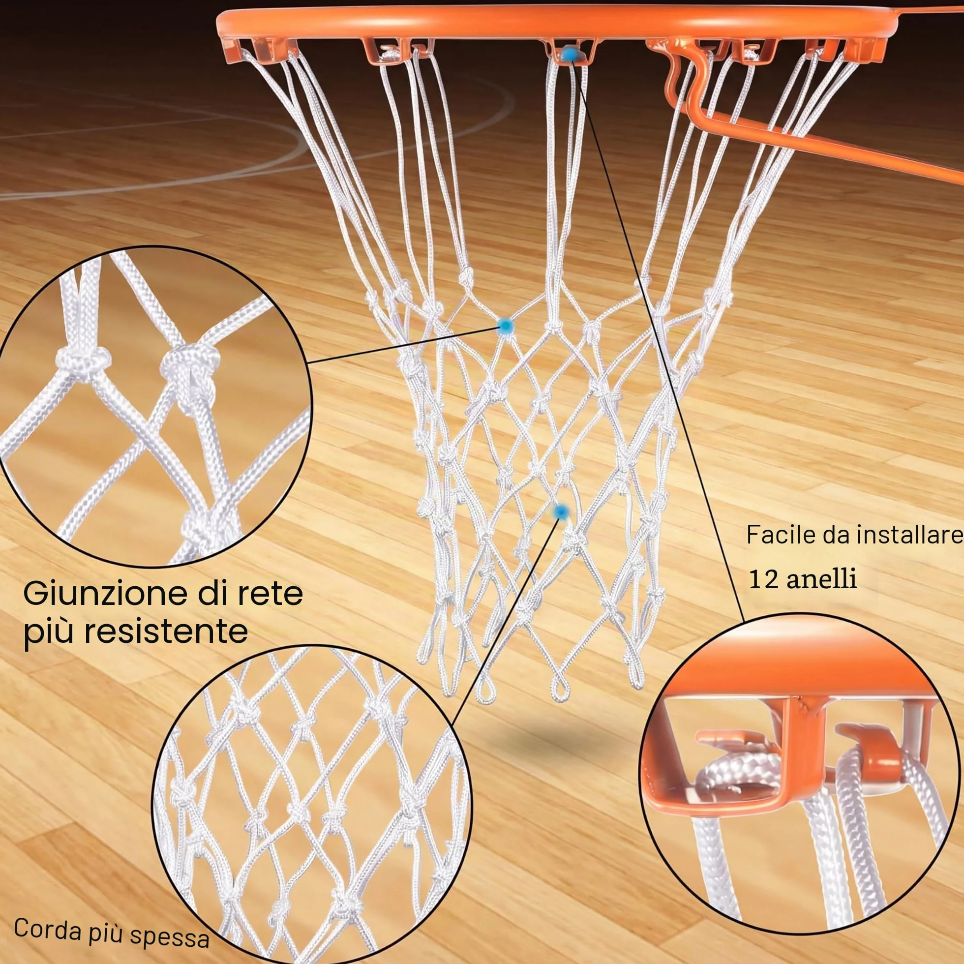 Syhood Rete da basket di ricambio per tutte le condizioni atmosferiche, 12 passanti