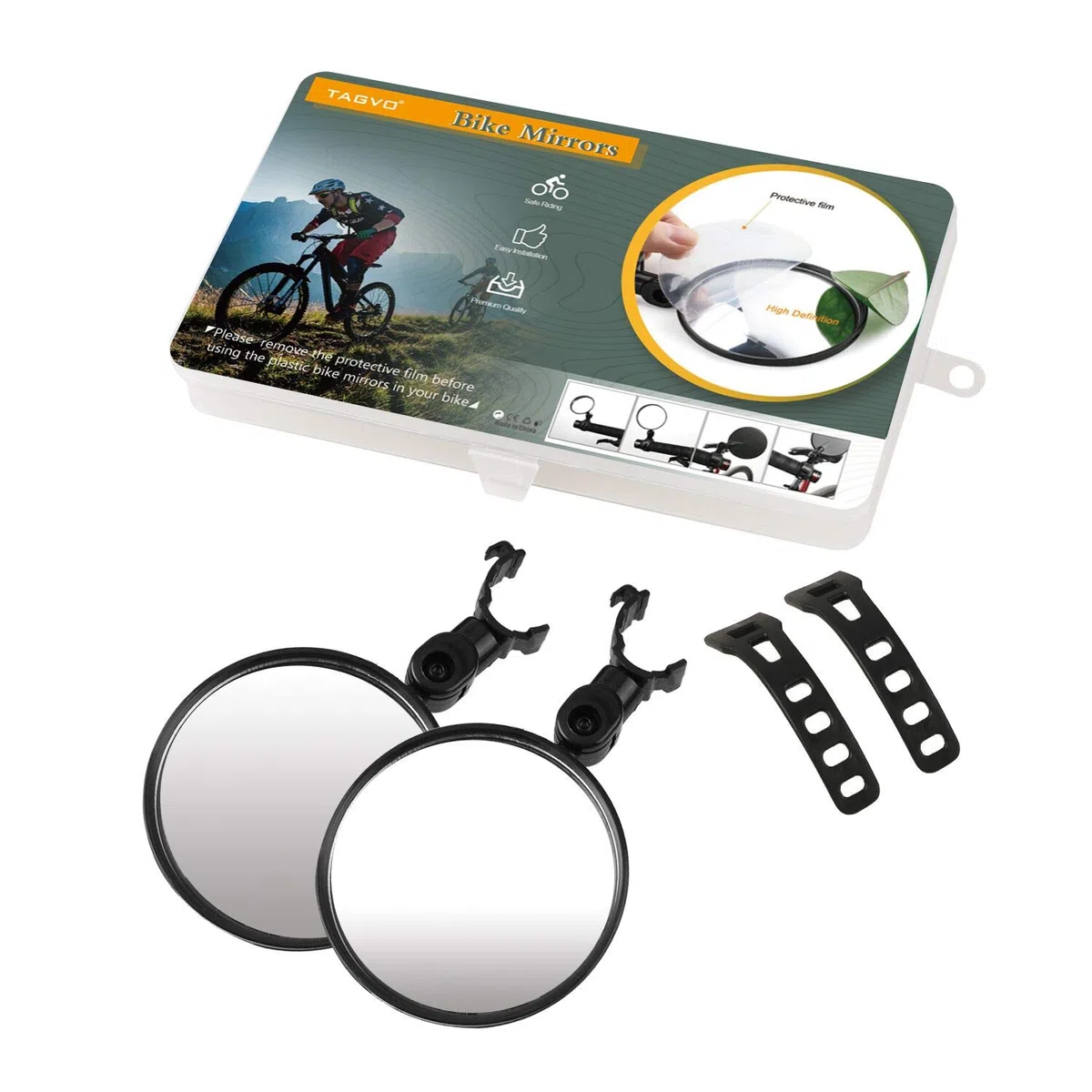 TAGVO Specchietti Bici, 2 Pezzi Bicicletta Ciclismo retrovisori Specchietto Regolabile Girevole Manubrio Montato Specchio Convesso in plastica per Mountain Road Bike