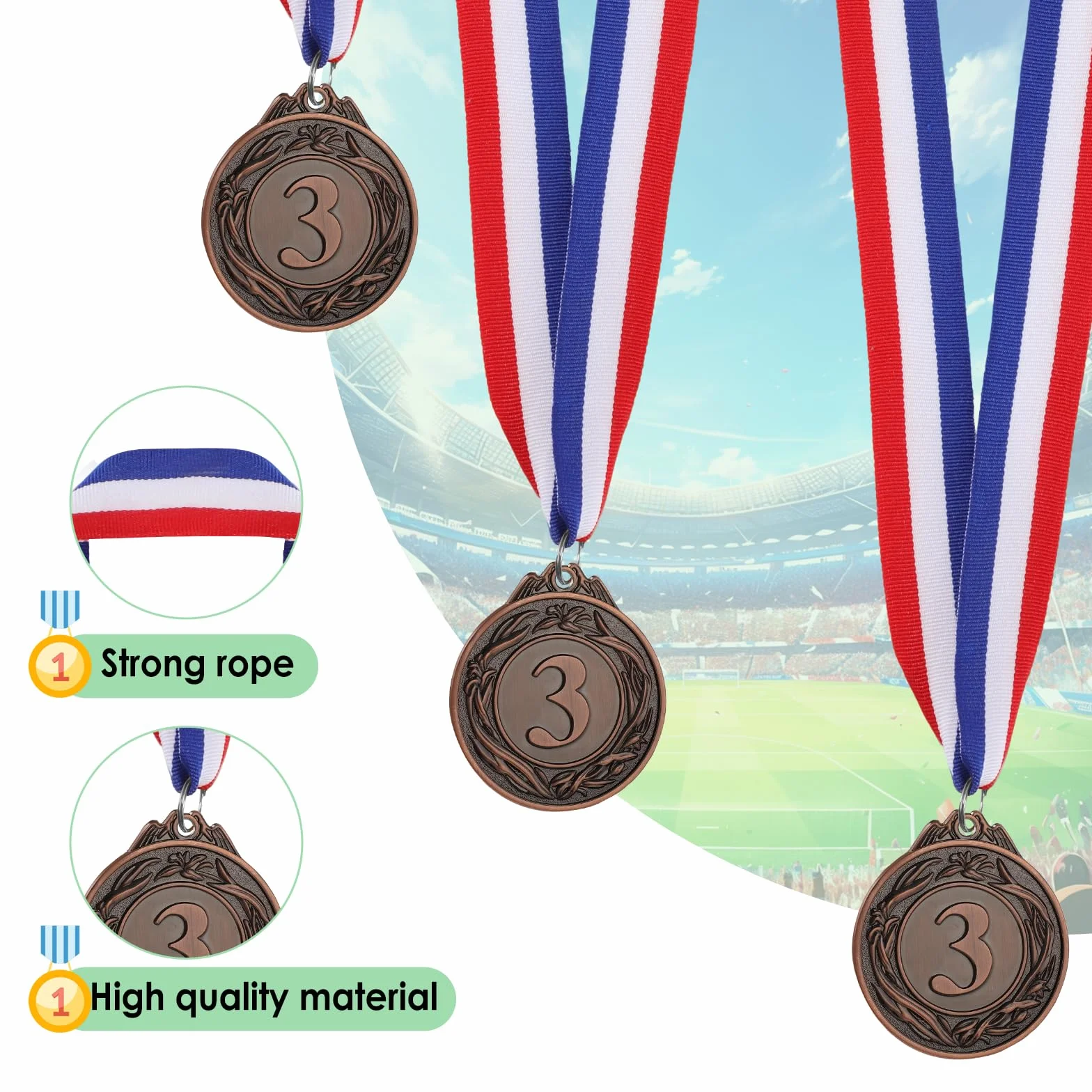 Medaglie Premiazioni Metallo 2 Pollici 12 Pezzi Olimpico per Campioni Sportivi