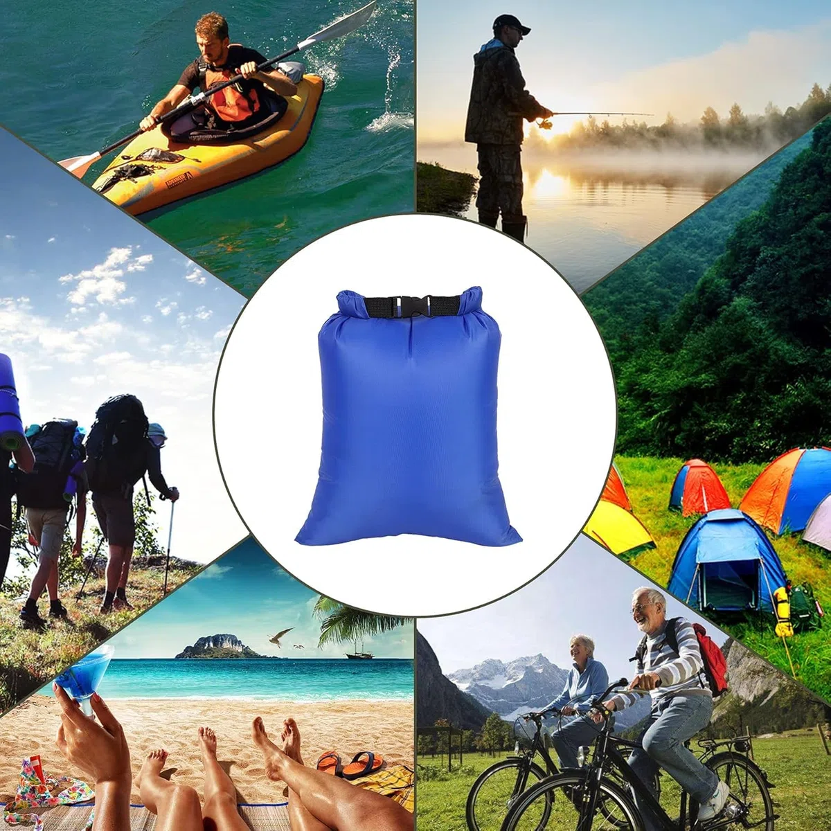 Voarge 6 Pezzi Borsa Impermeabile Leggera, Set di Borse Asciutte per Rafting, Canottaggio, Escursionismo, Campeggio, 1.5/2.5/3/3.5/5/8L