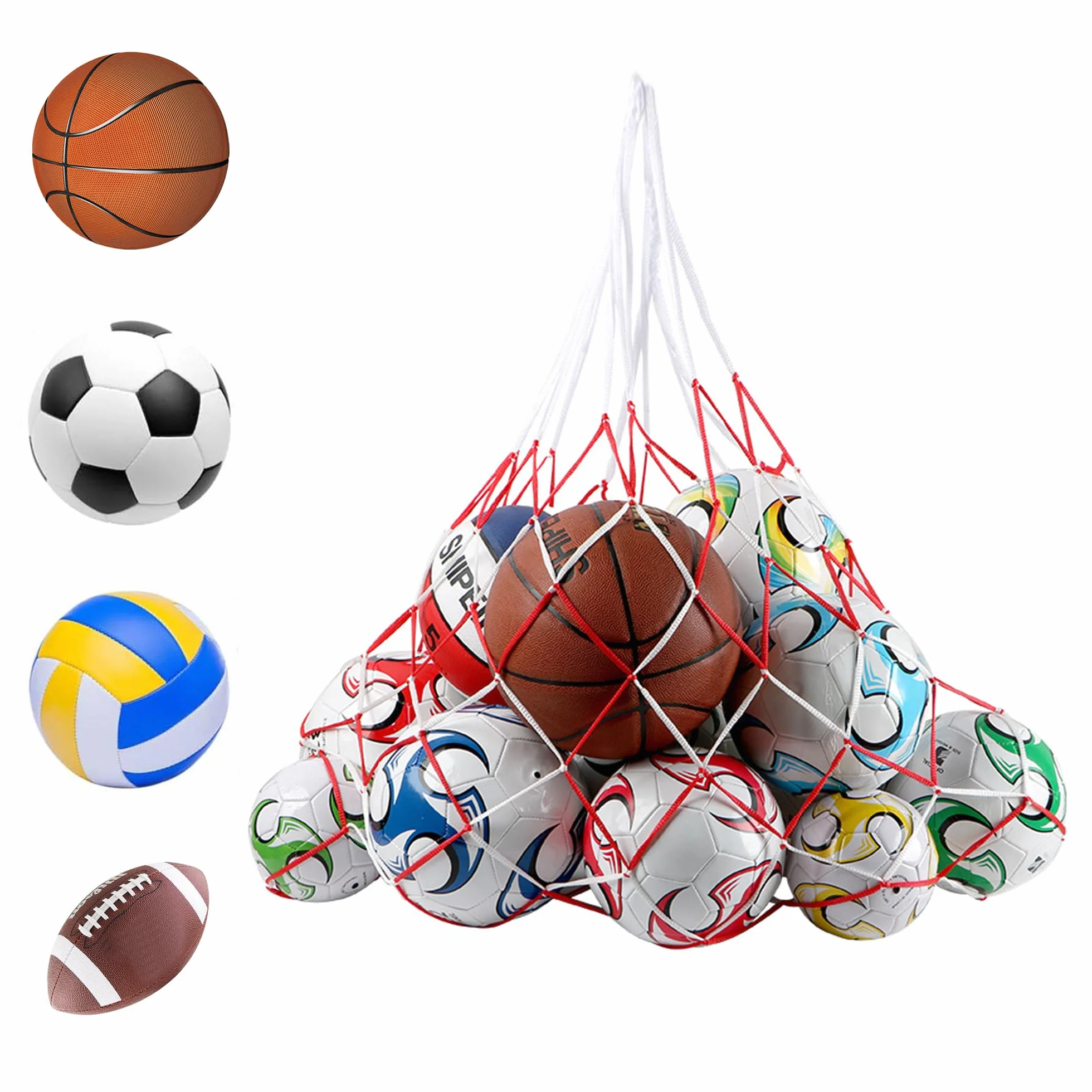 laeeyin Rete per 10 palline, per palloni, da pallone, da pallavolo, da pallamano