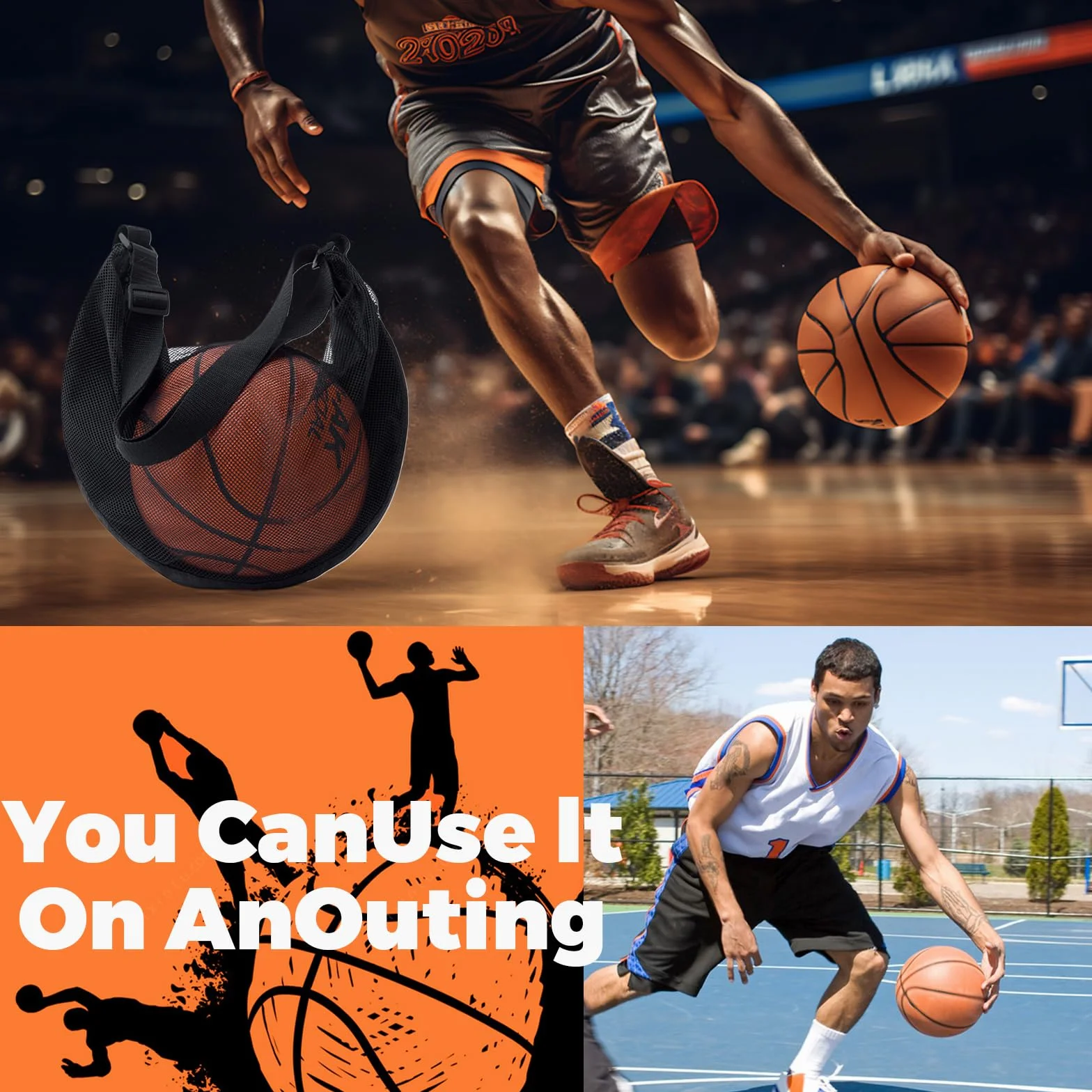 Zaino Basket, Basket Accessori, Sacca Zaino, Borsa da Pallacanestro, Borsa a Rete con Moschettone, Borsa a Rete per Calcio, Pallacanestro
