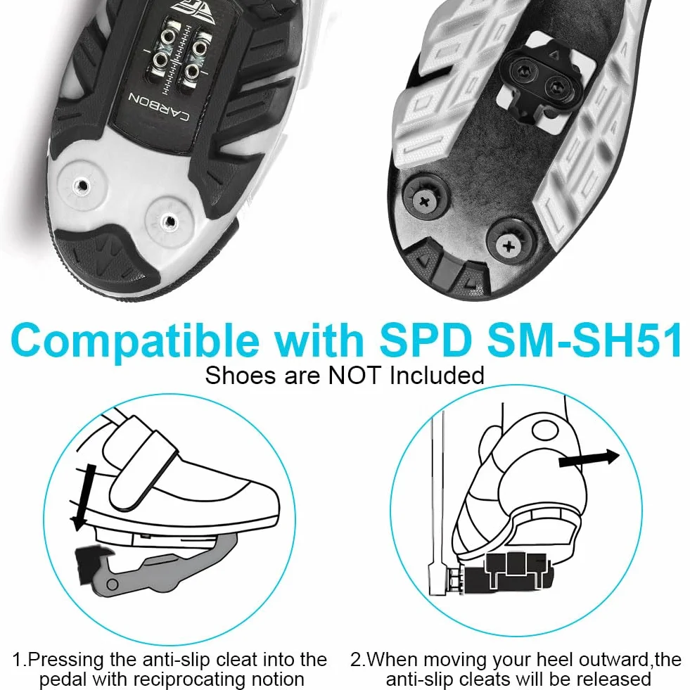 flintronic Set di 2 Tacchette SPD per Bici con Piastre Antiscivolo, Compatibili con Pedali MTB SPD SM-SH51 per Scarpe da Mountain Bike e Ciclismo Indoor