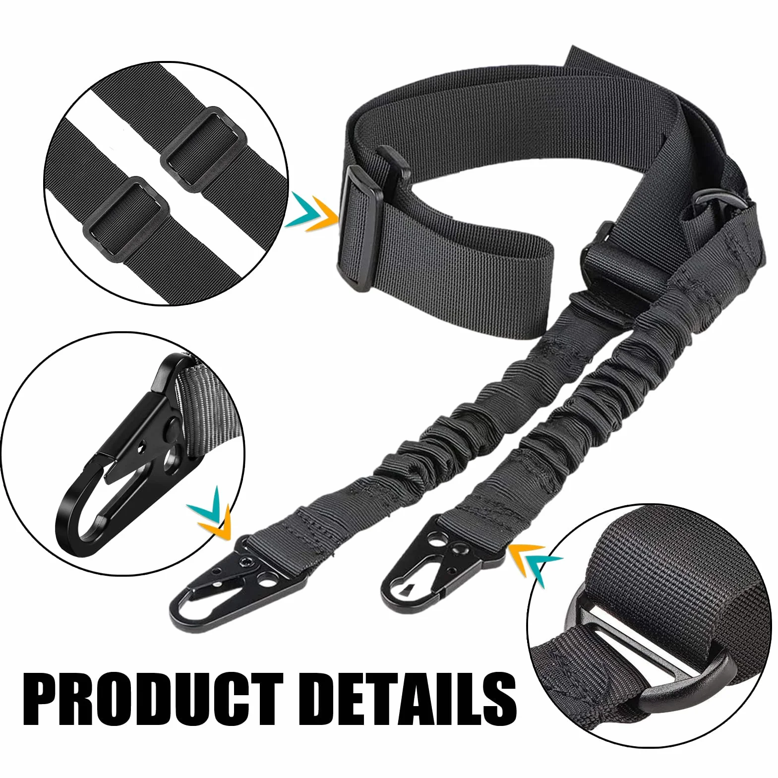 ZONSUSE Cinghia Fucile Regolabile con Gancio Metallo per Caccia Softair Airsoft