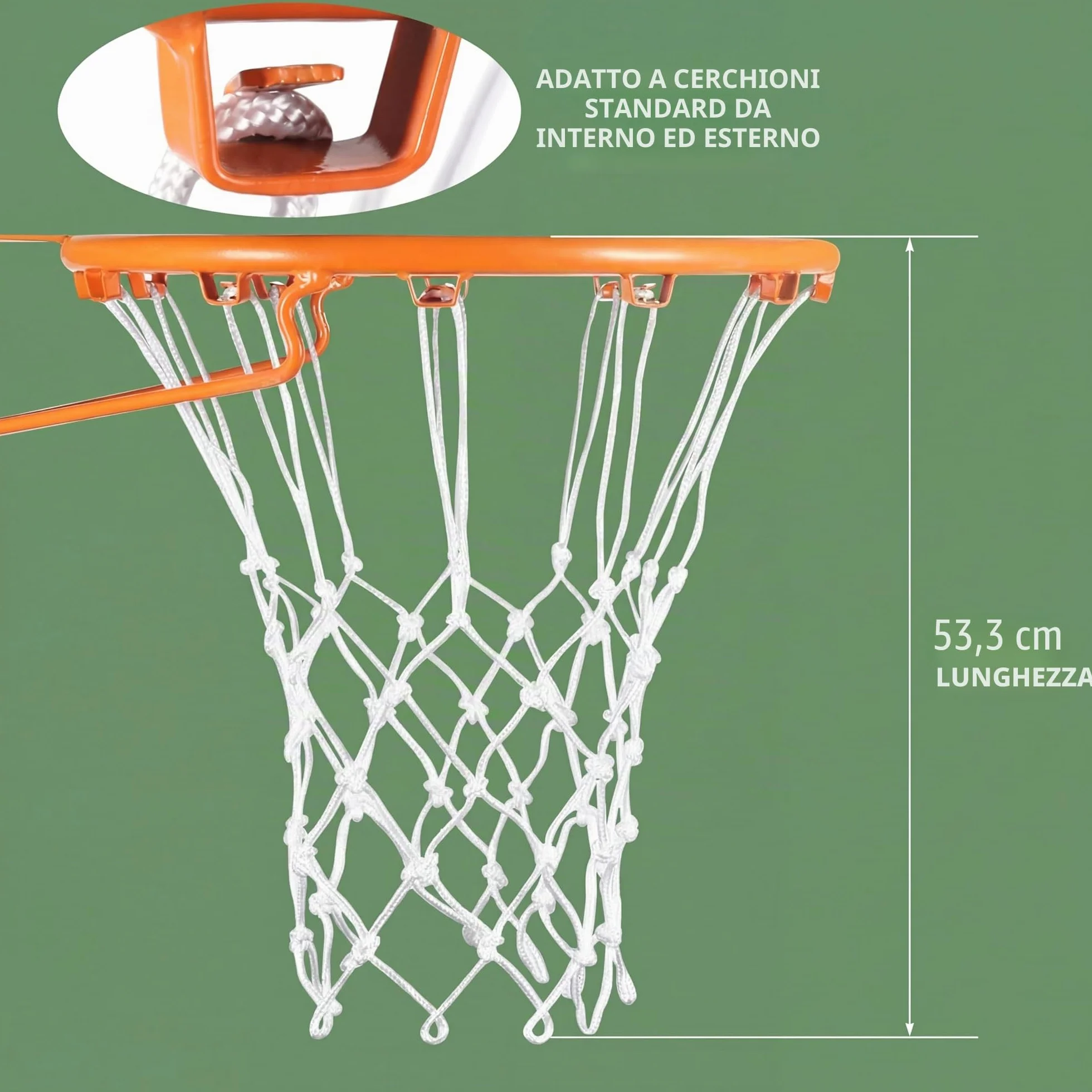 Syhood Rete da basket di ricambio per tutte le condizioni atmosferiche, 12 passanti