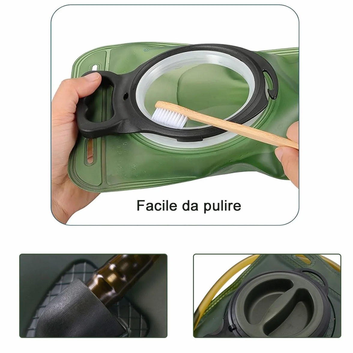 Sacca Idrica 2L Portatile con Tubo per Bere per Ciclismo Corsa Escursionismo Blu Nero Verde