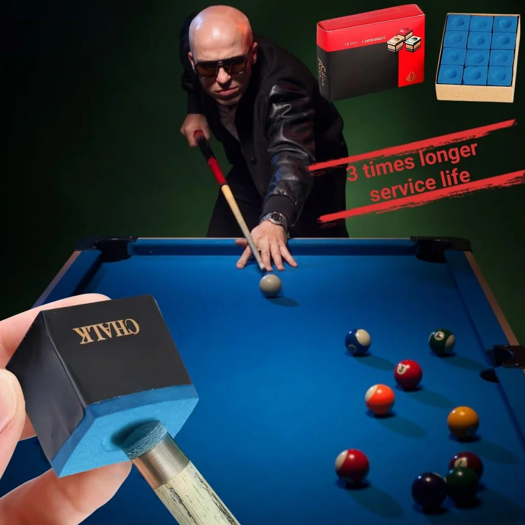 Gesso Biliardo Scatola, 12 Pezzi, Gessetti per Tacchetti, Blu, Pool Cue Cubes, per Appassionati e Professionisti