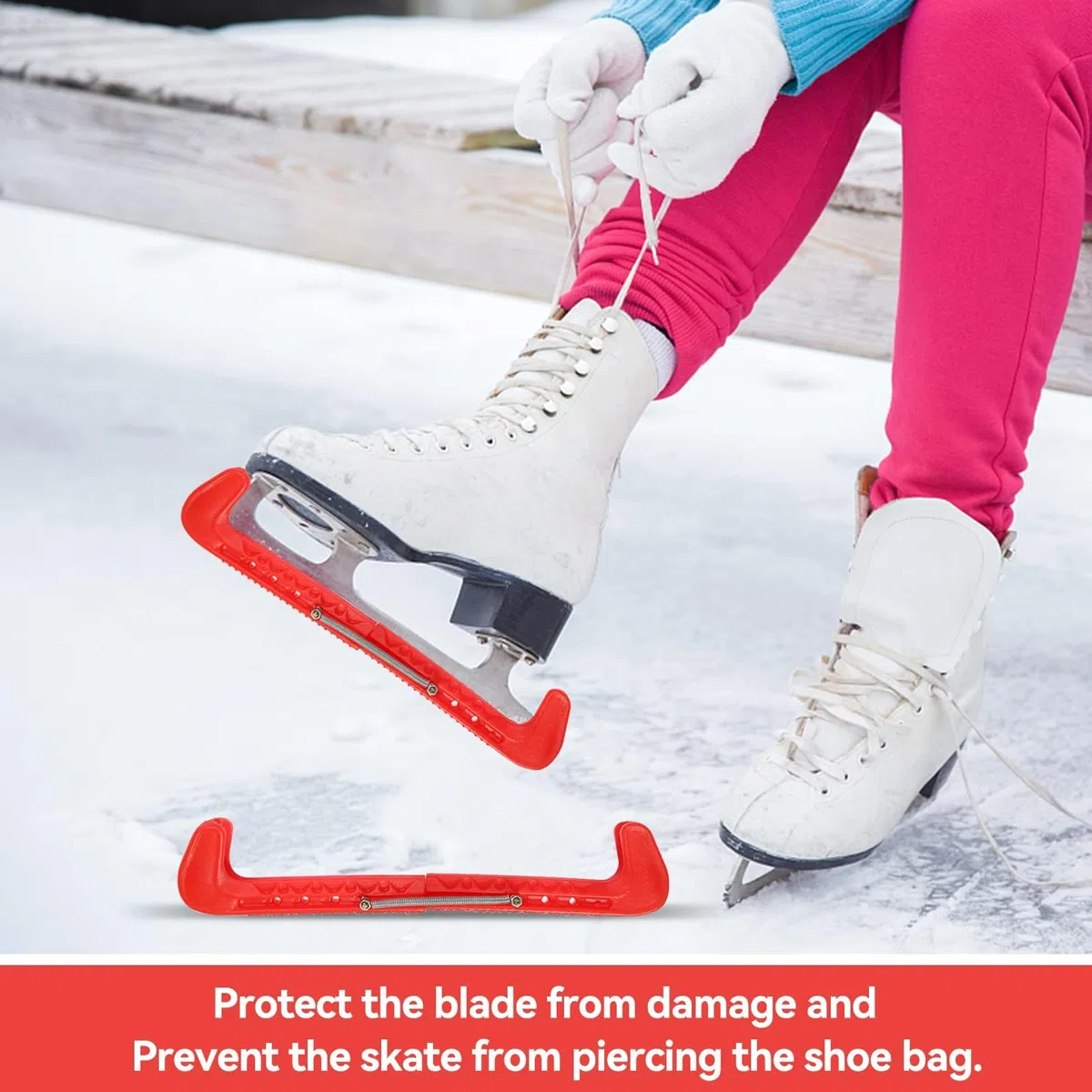 Cyrank 1 Paio di Protezioni per Lame per Hockey su Ghiaccio, Protezioni per Lame per Pattini da Hockey su Ghiaccio Copertura in plastica con Protezione per Pattinaggio su Ghiaccio a Molla