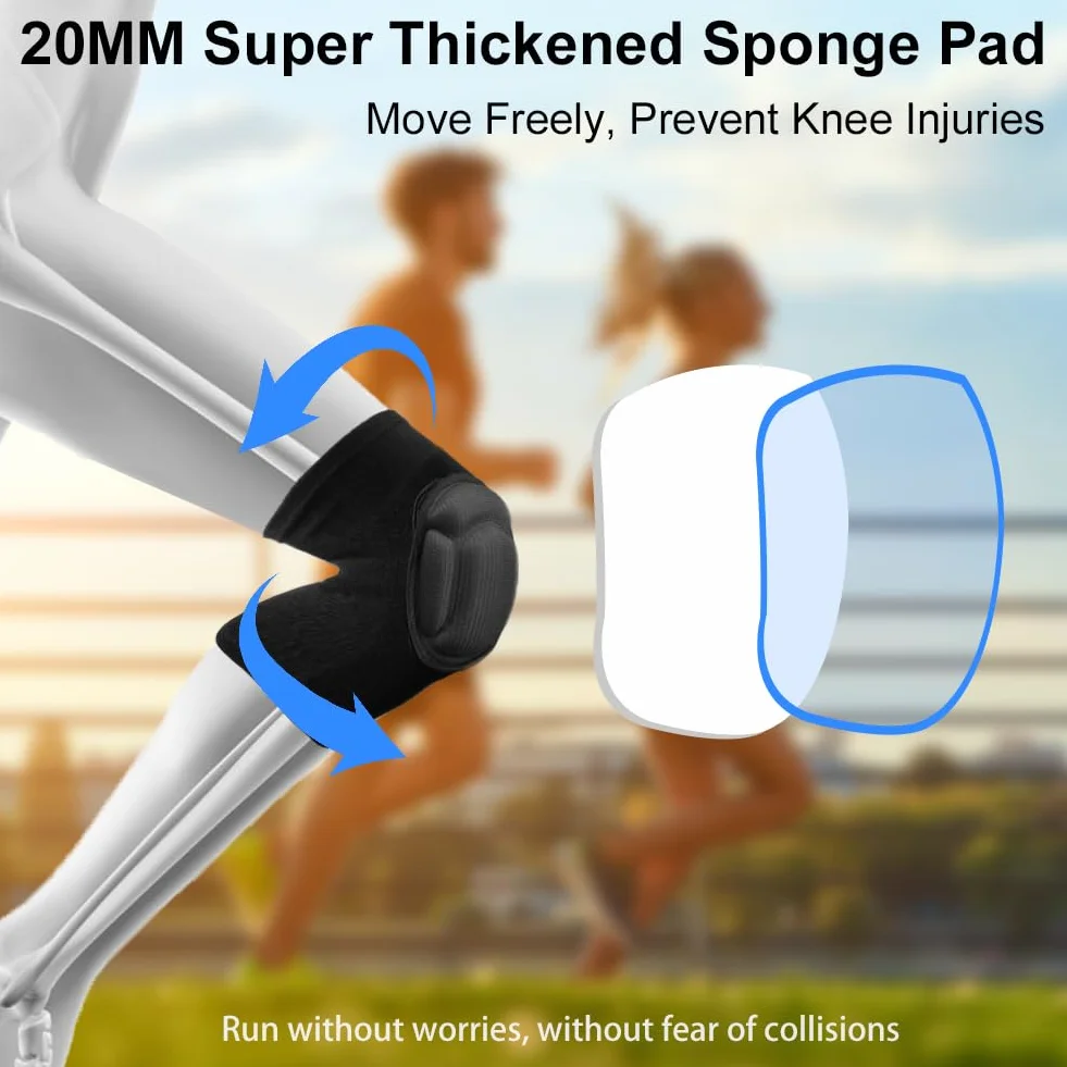 flintronic Ginocchiera Pallavolo, 1 Paio Ginocchiere di Protezione, Ginocchiere Morbide, Ginocchiera Antiscivolo con Spessa Spugna, Protezione del Ginocchio Sport per Danza, Pallavolo, Calcio, Yoga-M