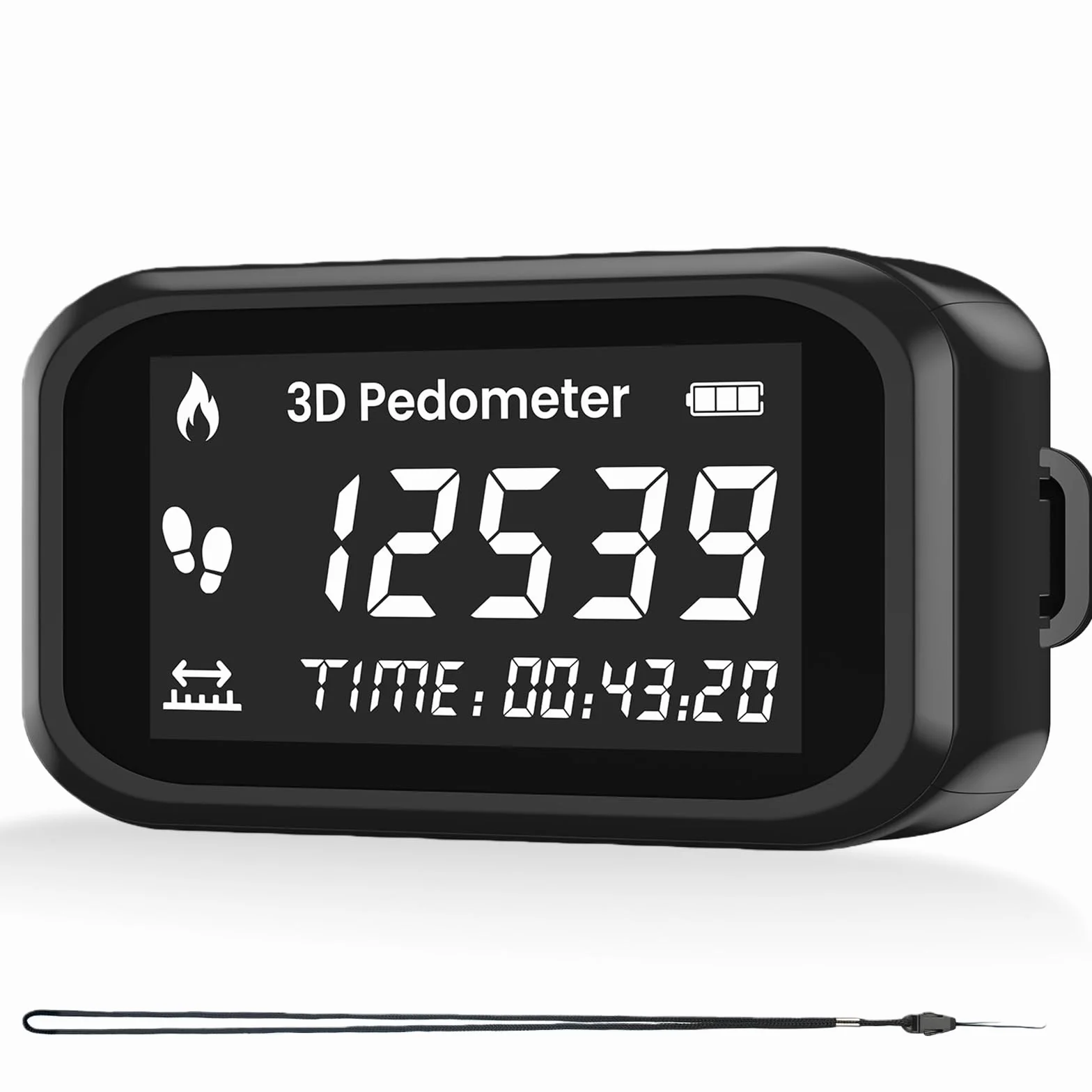 Contapassi 3D per camminare, contapassi di precisione con clip portachiavi, semplice contapassi per camminare con display LCD, tracker per camminare, escursioni, sport, allenamento