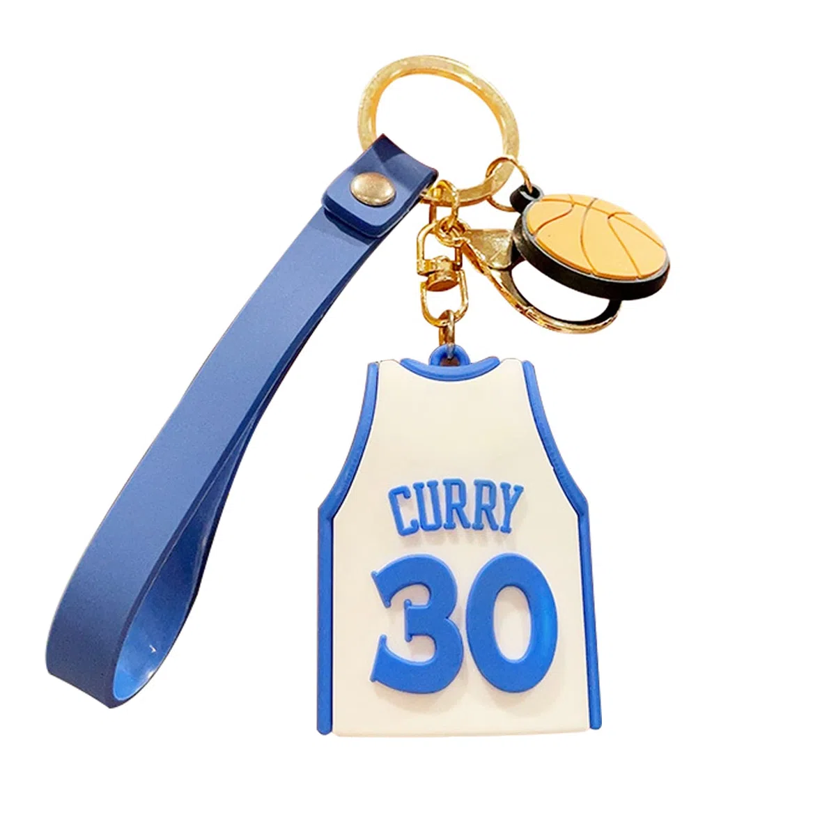 Portachiavi in Jersey, Portachiavi 3D Cartone Animato in Silicone, Immagine Delicata, für Souvenir, Ornamenti per Zaini, Appassionati di Basket(Maglia bianca n. 30)