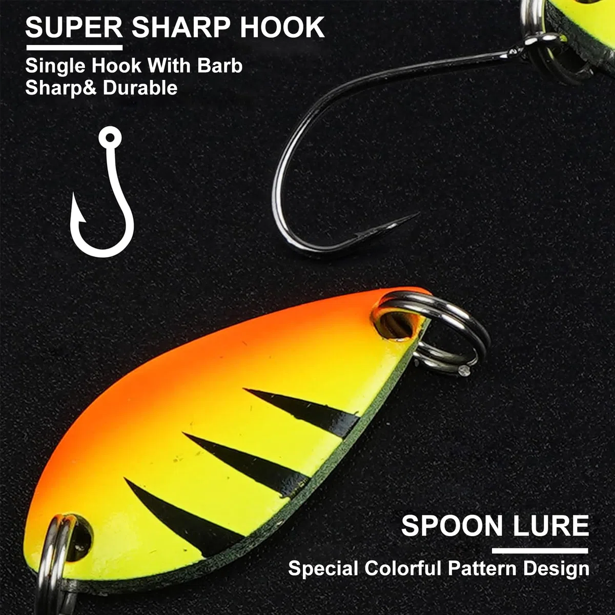 Set di 16 esche per trote, set di esche per trote, spinner, set di indicatori di direzione per trota, 2,5 g / 3,5 g / 5 g, set di accessori da pesca per pesce persico, luccio, lucioperca, trota